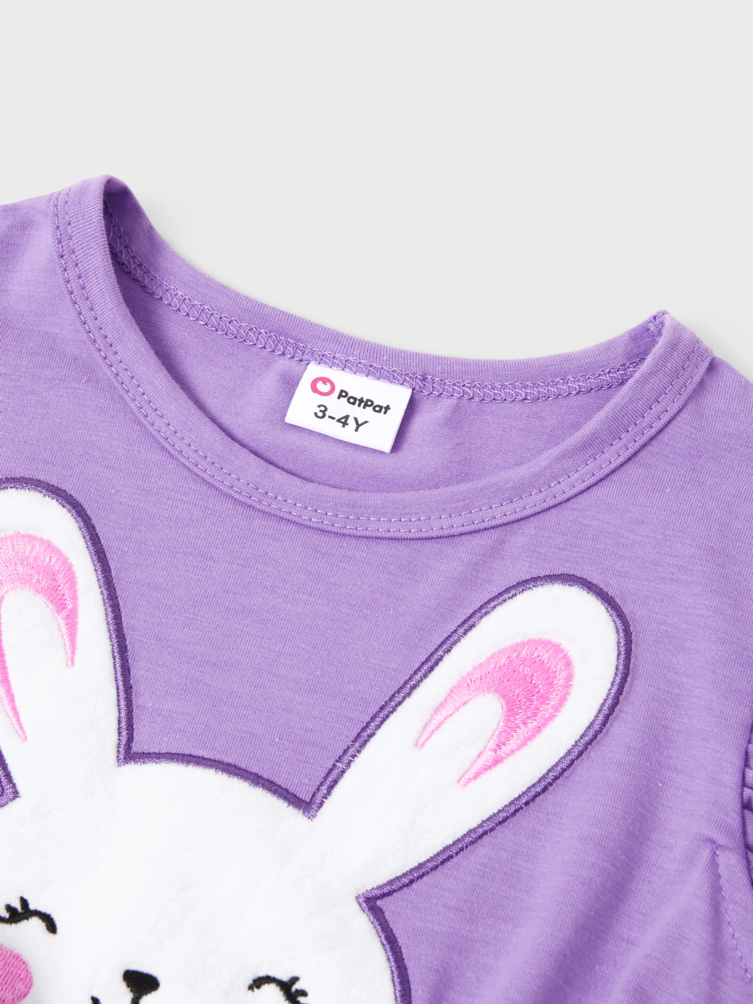 Easter Toddler Girl Rabbit Print Flutter-sleeve Dress Purple - Image 4