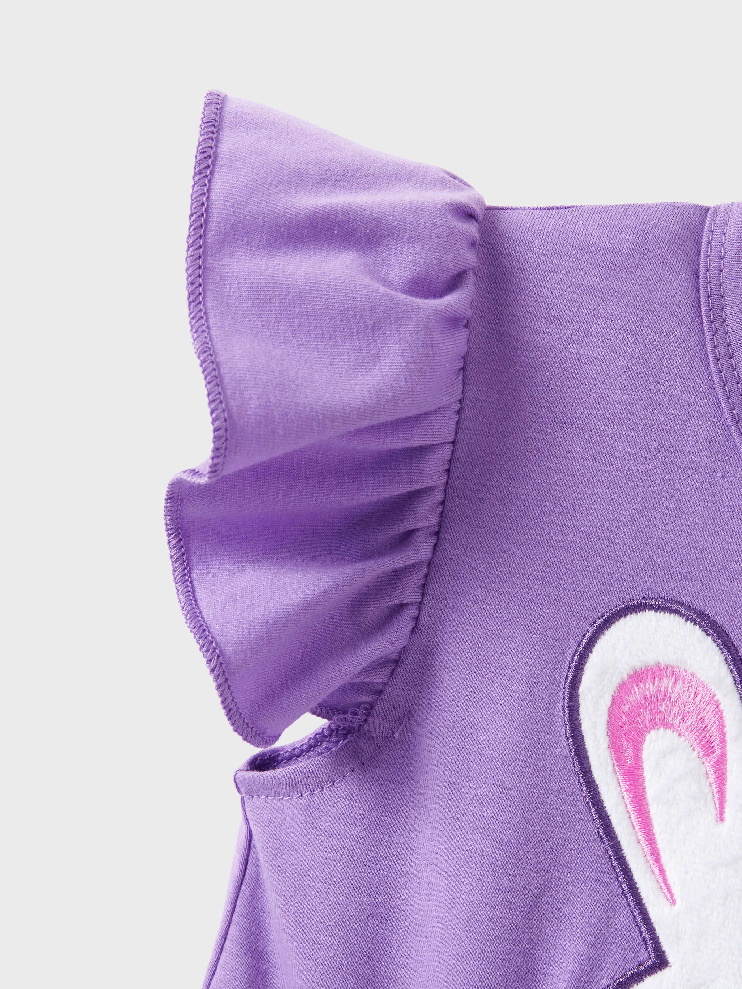 Easter Toddler Girl Rabbit Print Flutter-sleeve Dress Purple - Image 5