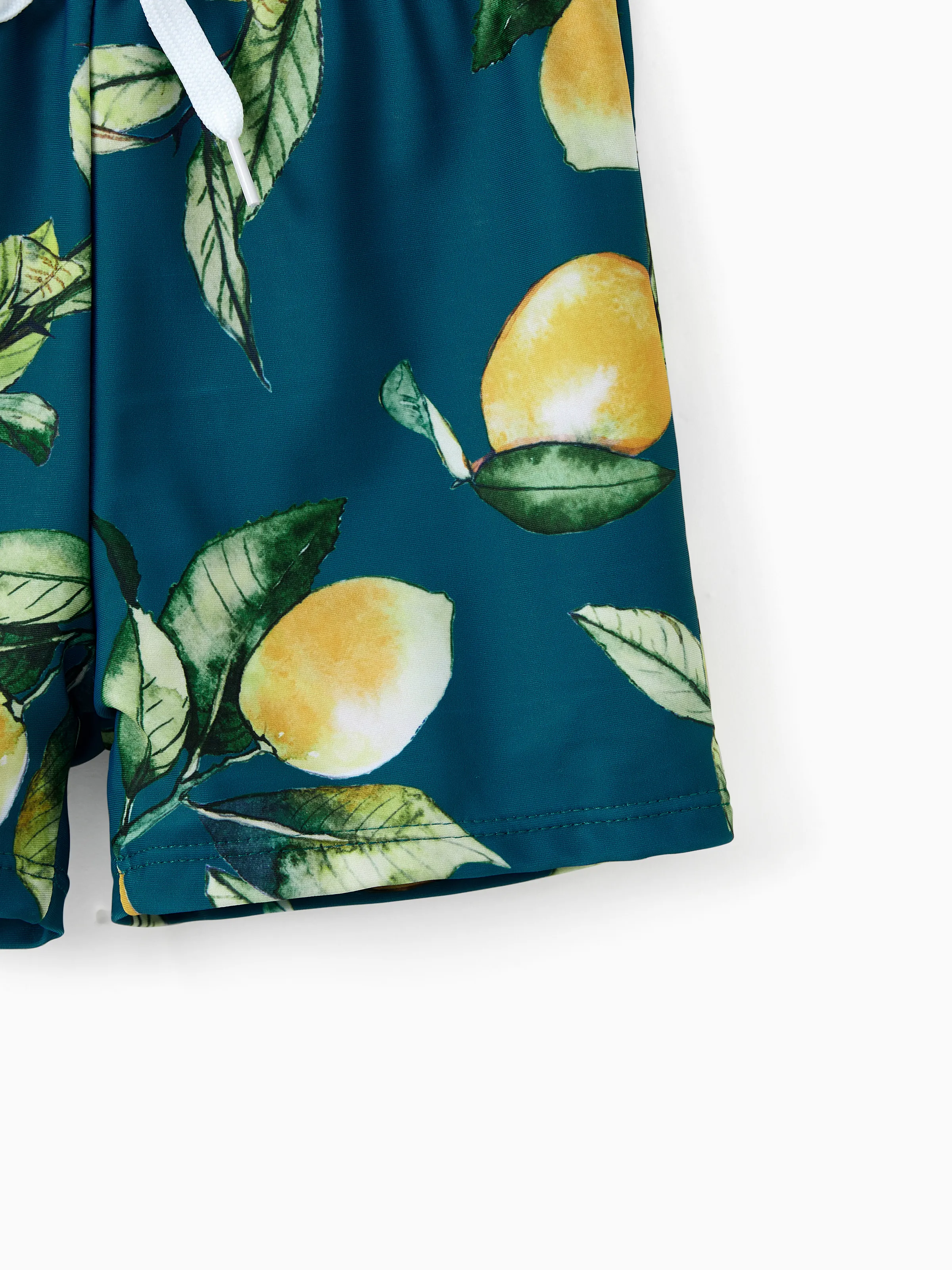 Family Matching Allover Lemon Print and Solid Halter Neck Two-piece Swimsuit or Swim Trunks Shorts Multi-color - Image 15