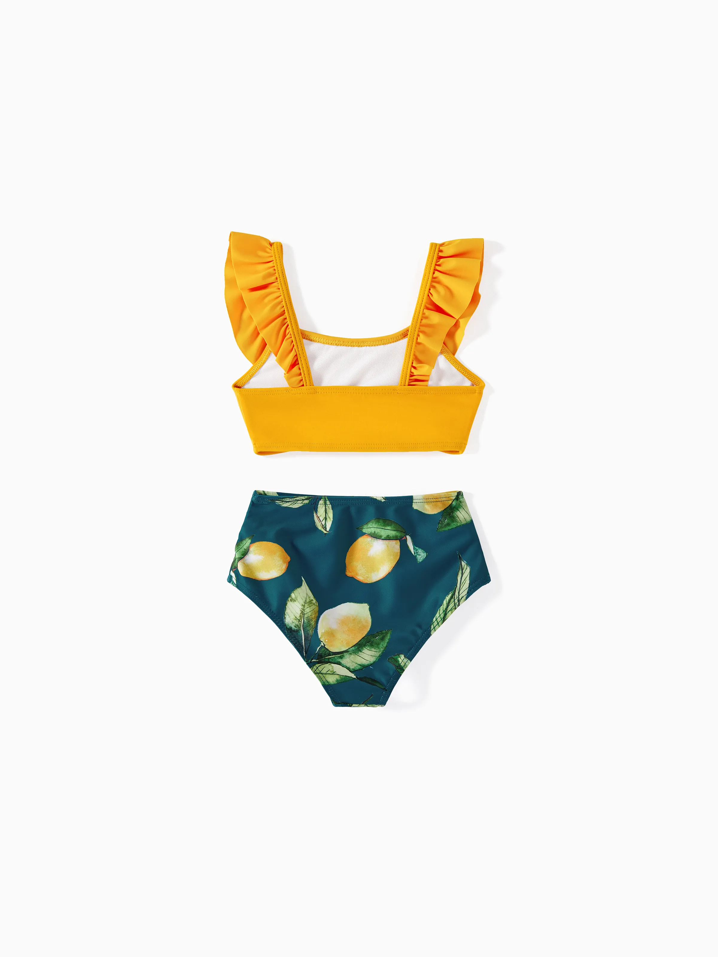 Family Matching Allover Lemon Print and Solid Halter Neck Two-piece Swimsuit or Swim Trunks Shorts Multi-color - Image 8