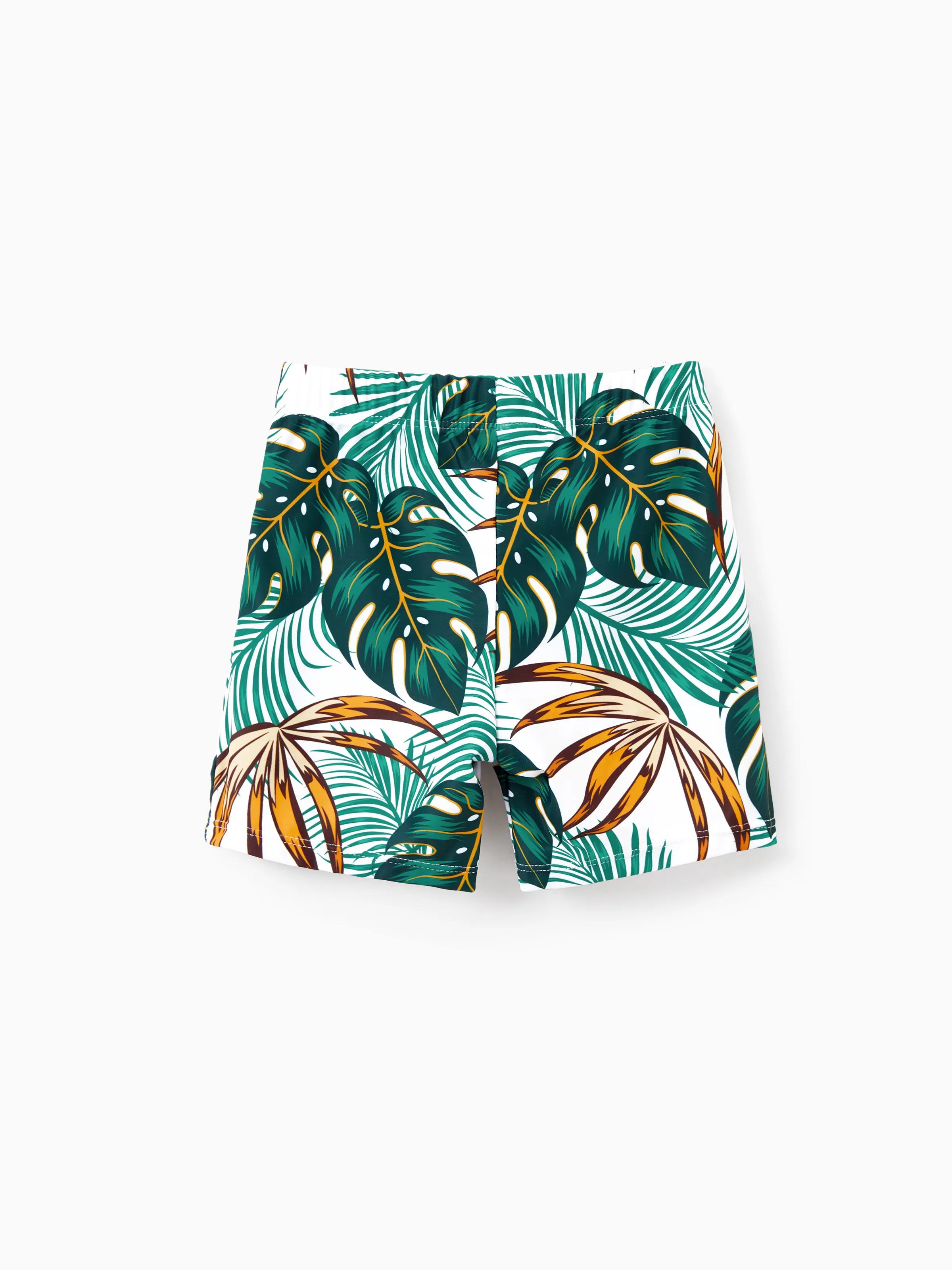 Family Matching Allover Plants Print Swim Trunks Shorts and V Neck Spaghetti Strap Splicing One-Piece Swimsuit Dark Green - Image 16