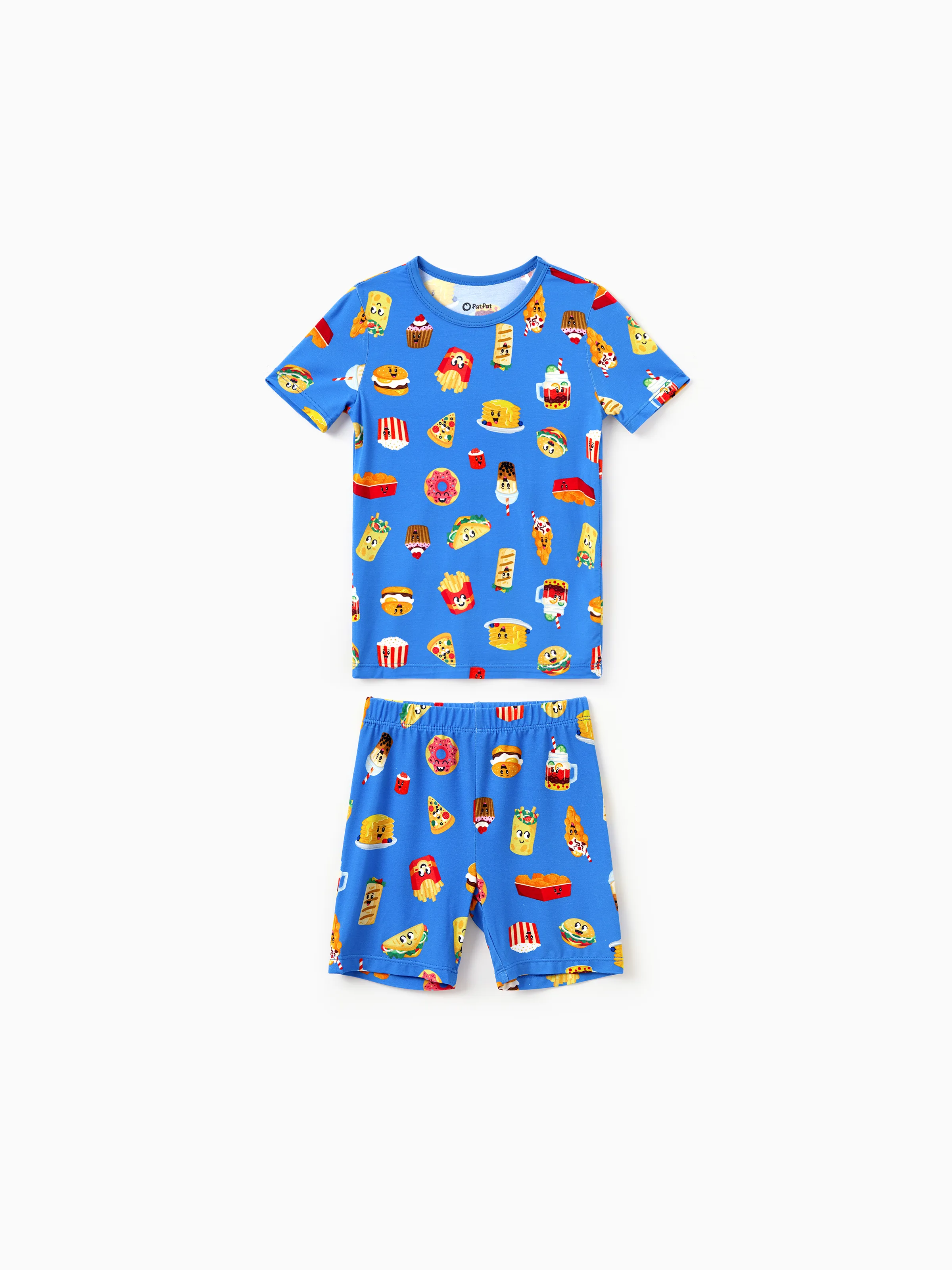 Family Matching Bamboo Pajamas Buttery Soft Bamboo PJs for Men Women Kids Toddler, Cute Burger & Fries Print Short Sleeve Sleepwear (Snug-Fitting for Children) Royal Blue - Image 13