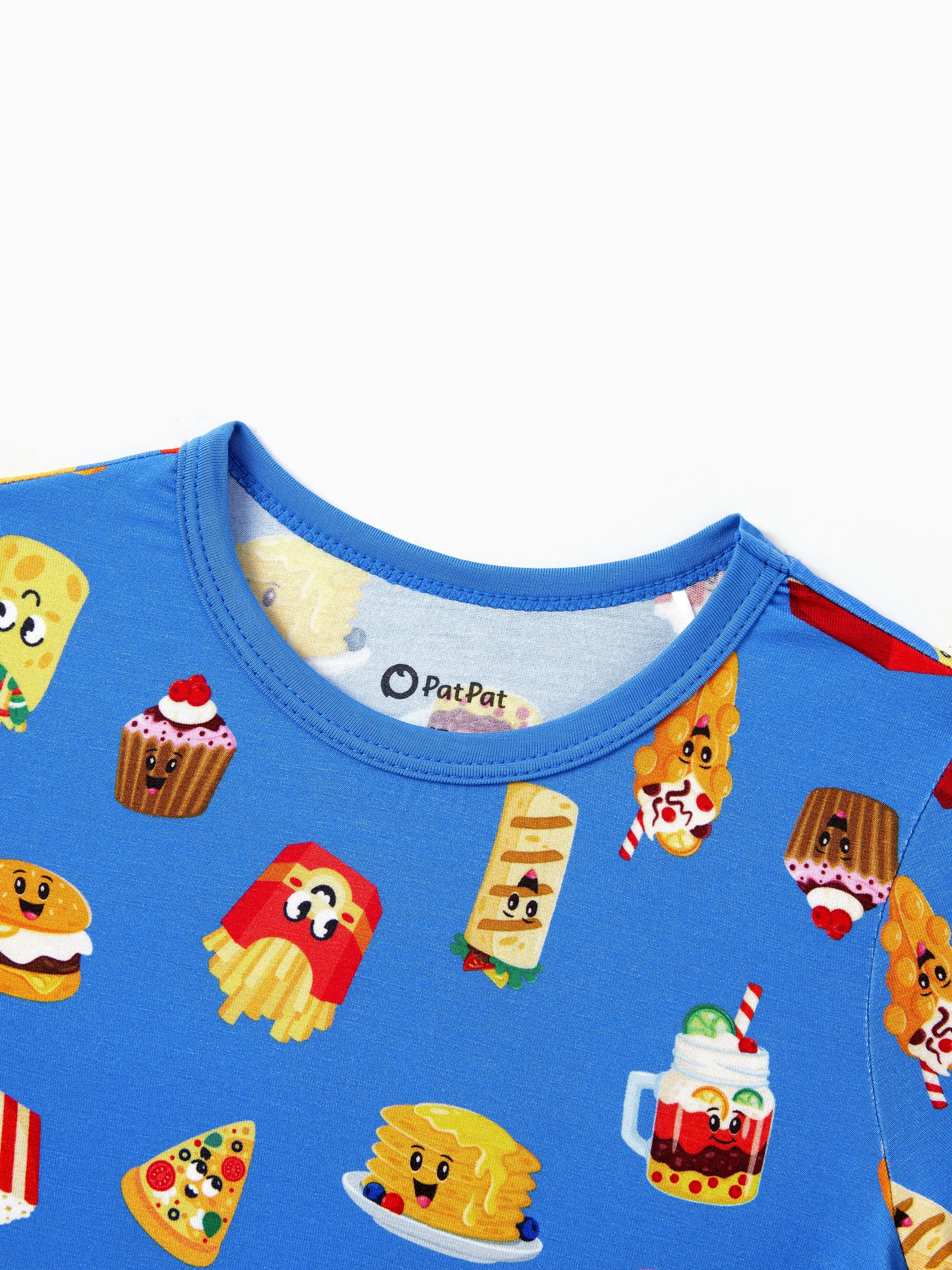 Family Matching Bamboo Pajamas Buttery Soft Bamboo PJs for Men Women Kids Toddler, Cute Burger & Fries Print Short Sleeve Sleepwear (Snug-Fitting for Children) Royal Blue - Image 15