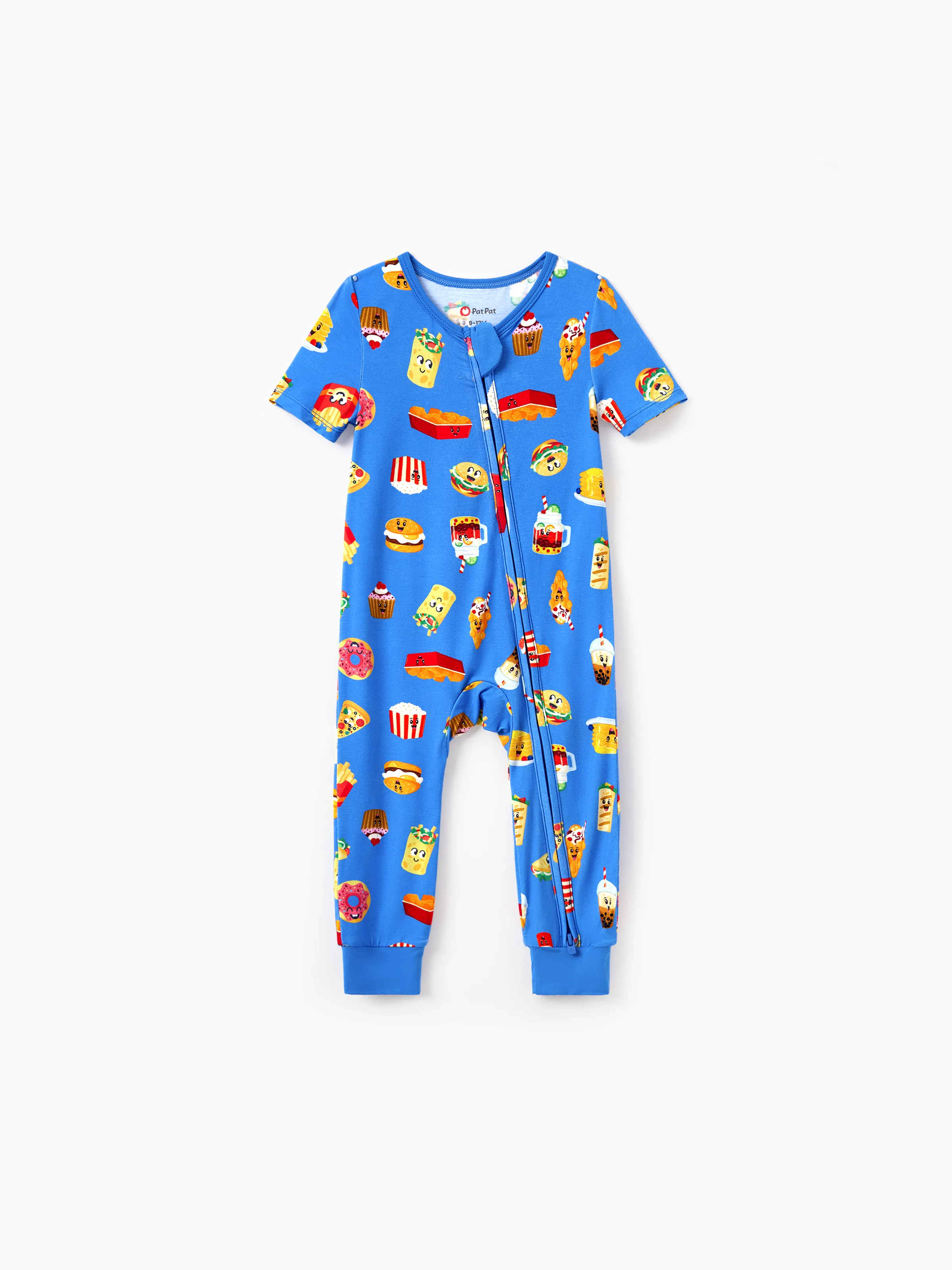 Family Matching Bamboo Pajamas Buttery Soft Bamboo PJs for Men Women Kids Toddler, Cute Burger & Fries Print Short Sleeve Sleepwear (Snug-Fitting for Children) Royal Blue - Image 22