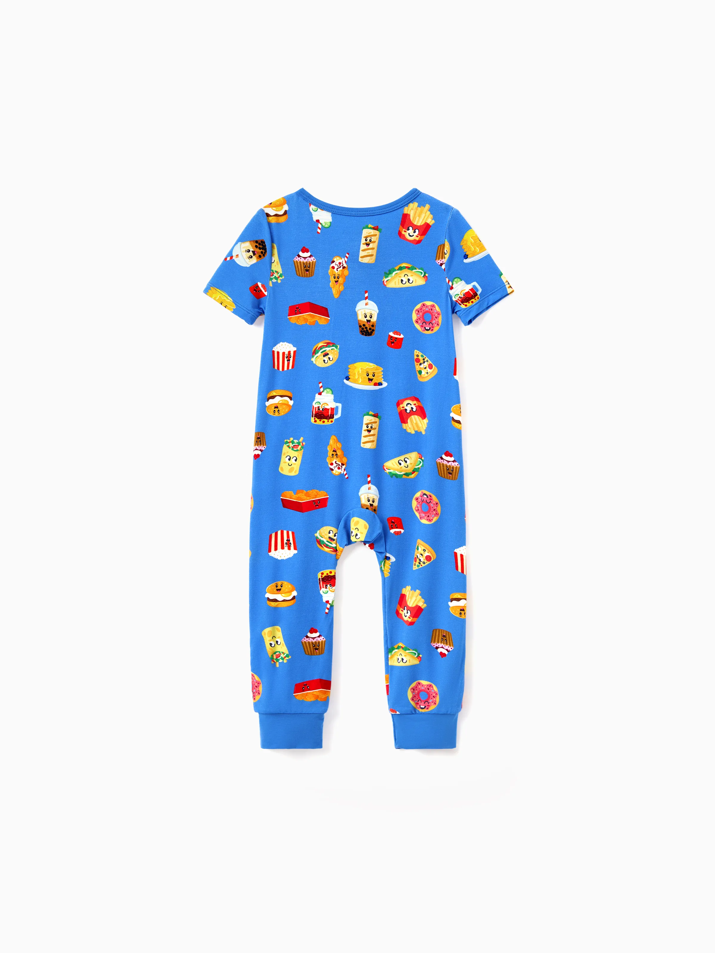 Family Matching Bamboo Pajamas Buttery Soft Bamboo PJs for Men Women Kids Toddler, Cute Burger & Fries Print Short Sleeve Sleepwear (Snug-Fitting for Children) Royal Blue - Image 23
