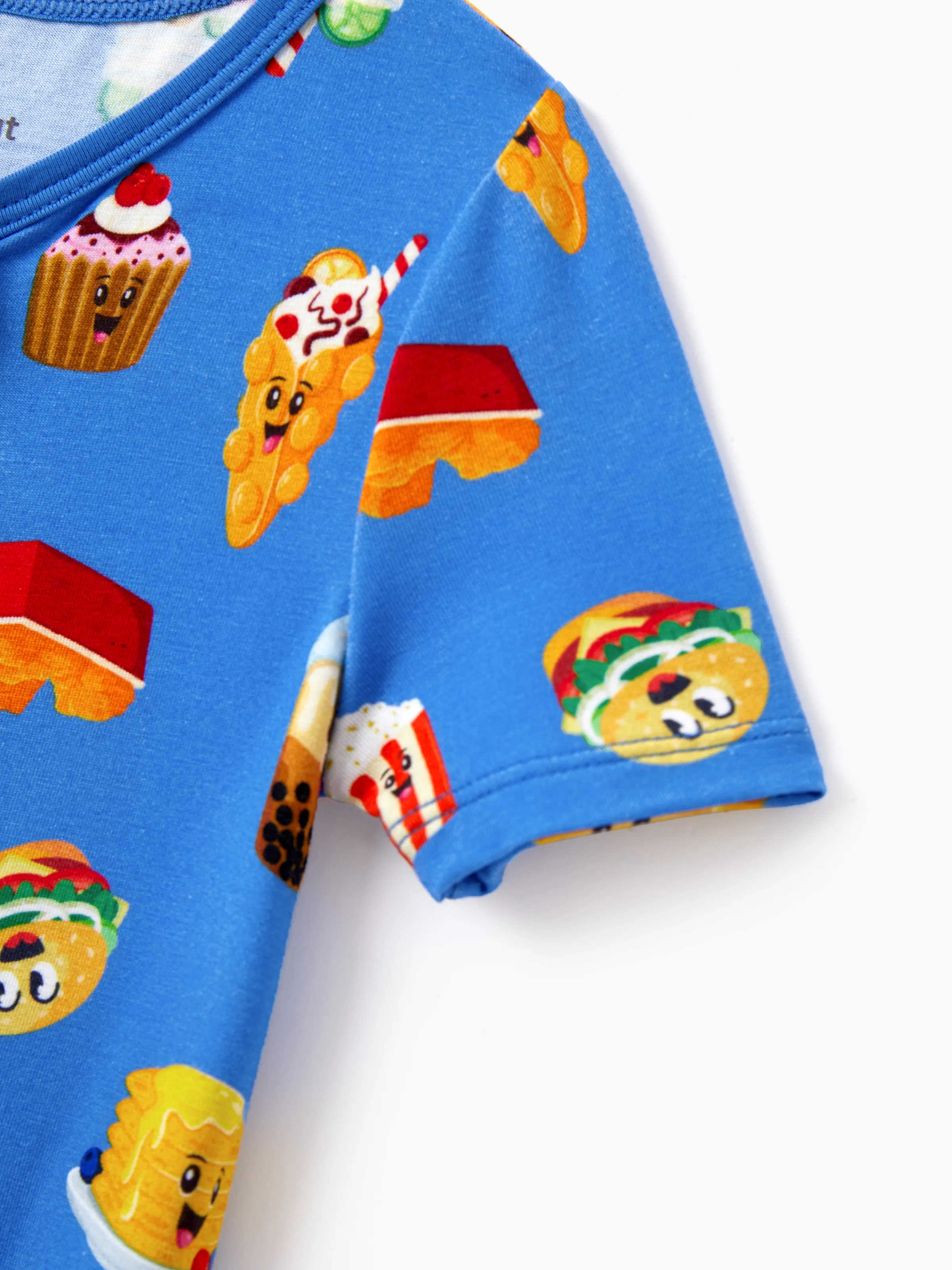 Family Matching Bamboo Pajamas Buttery Soft Bamboo PJs for Men Women Kids Toddler, Cute Burger & Fries Print Short Sleeve Sleepwear (Snug-Fitting for Children) Royal Blue - Image 24