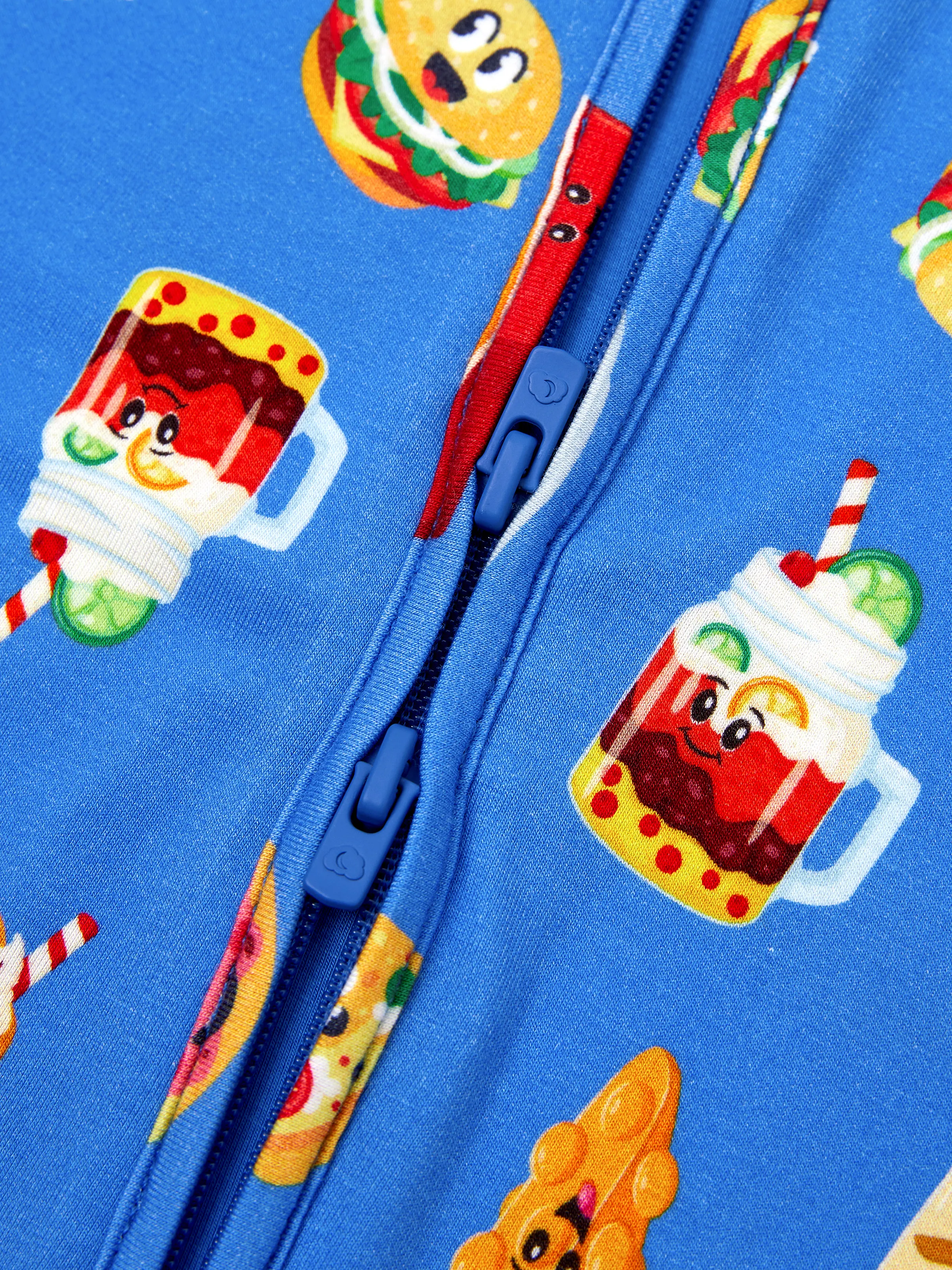 Family Matching Bamboo Pajamas Buttery Soft Bamboo PJs for Men Women Kids Toddler, Cute Burger & Fries Print Short Sleeve Sleepwear (Snug-Fitting for Children) Royal Blue - Image 25