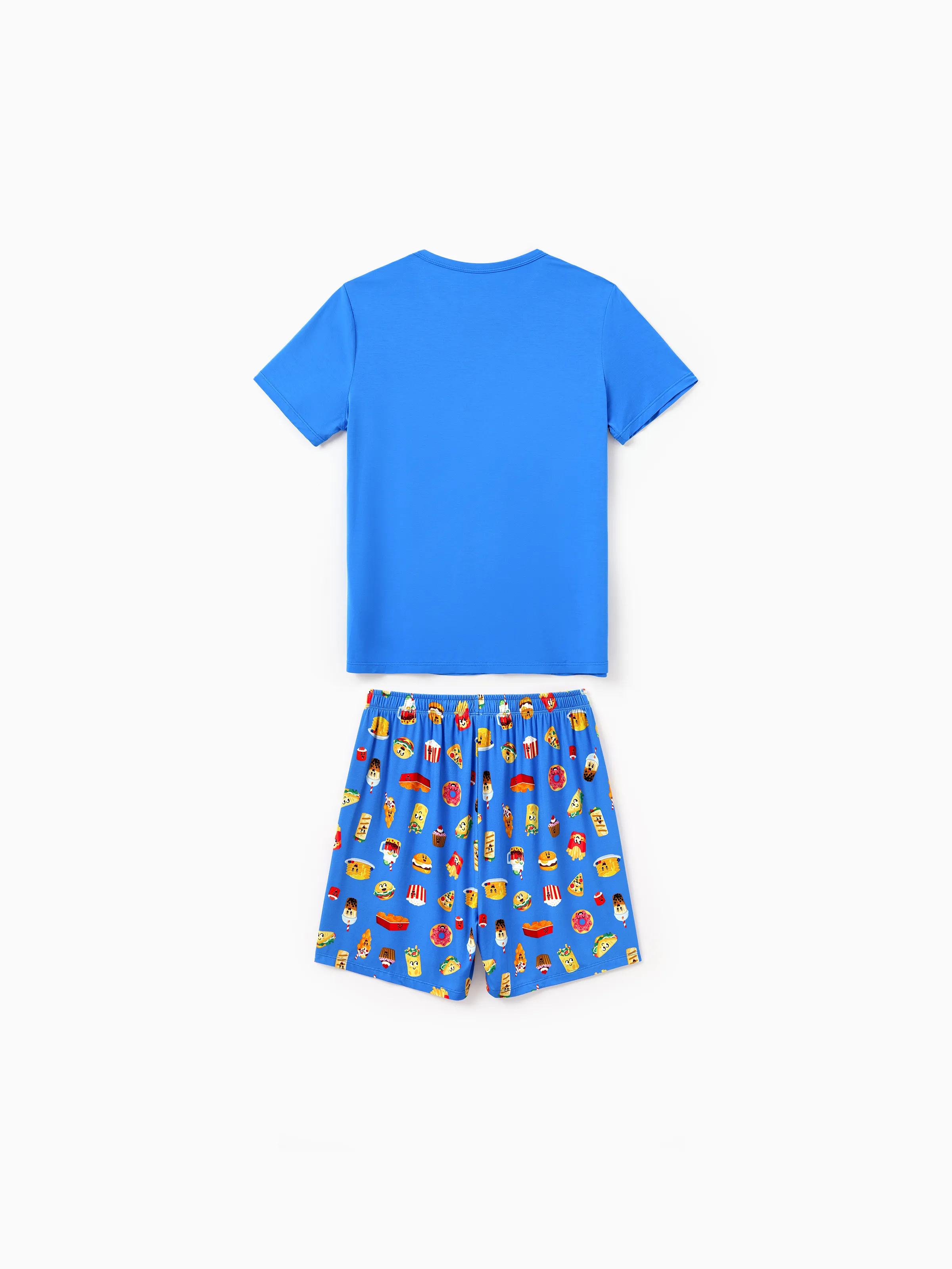 Family Matching Bamboo Pajamas Buttery Soft Bamboo PJs for Men Women Kids Toddler, Cute Burger & Fries Print Short Sleeve Sleepwear (Snug-Fitting for Children) Royal Blue - Image 6