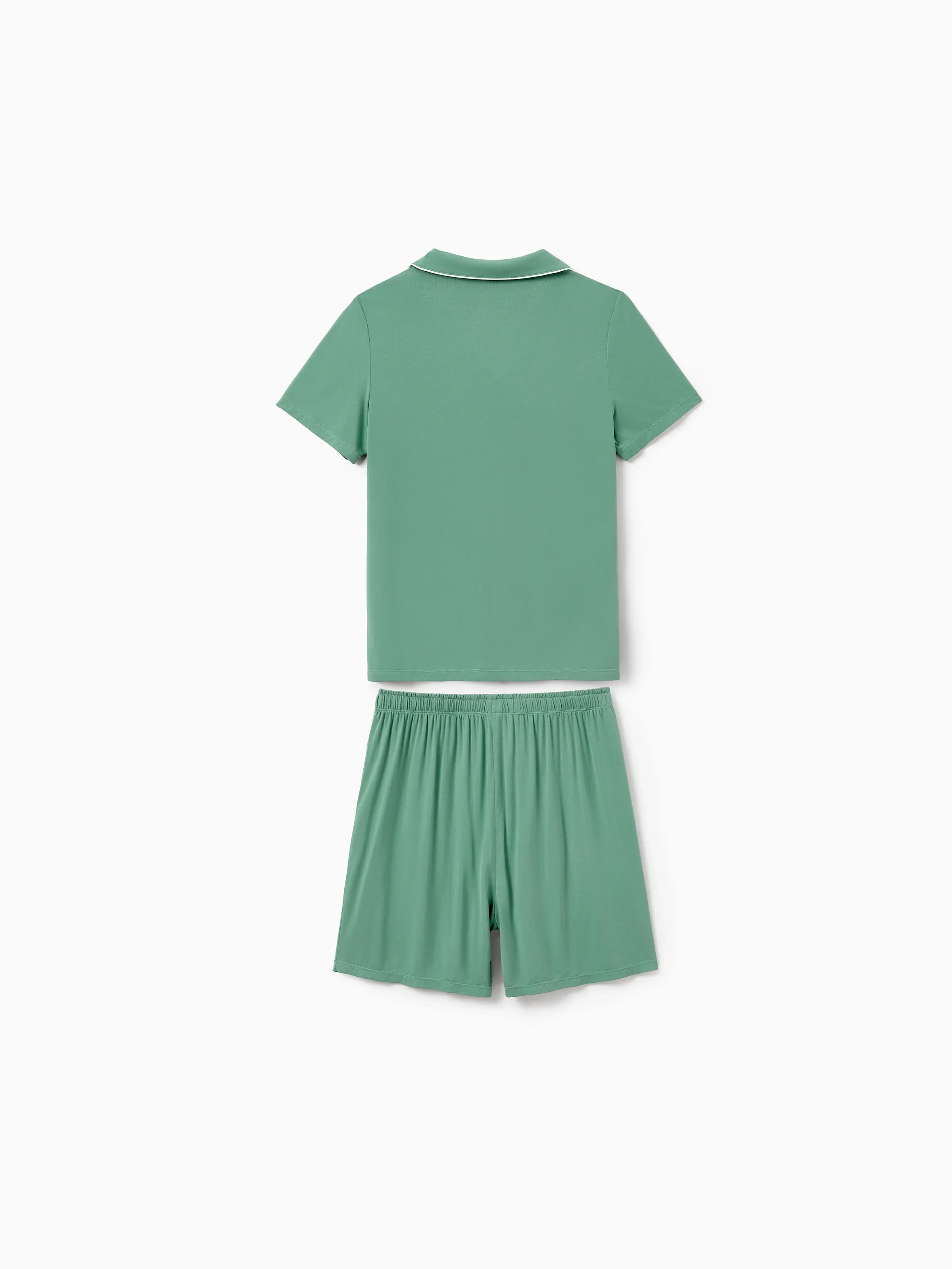 Family Matching Bamboo Pajamas Buttery Soft Bamboo Viscose PJs for Men Women Kids Toddler Baby, Solid Color Short Sleeve Shirt & Shorts Sleepwear Green - Image 3