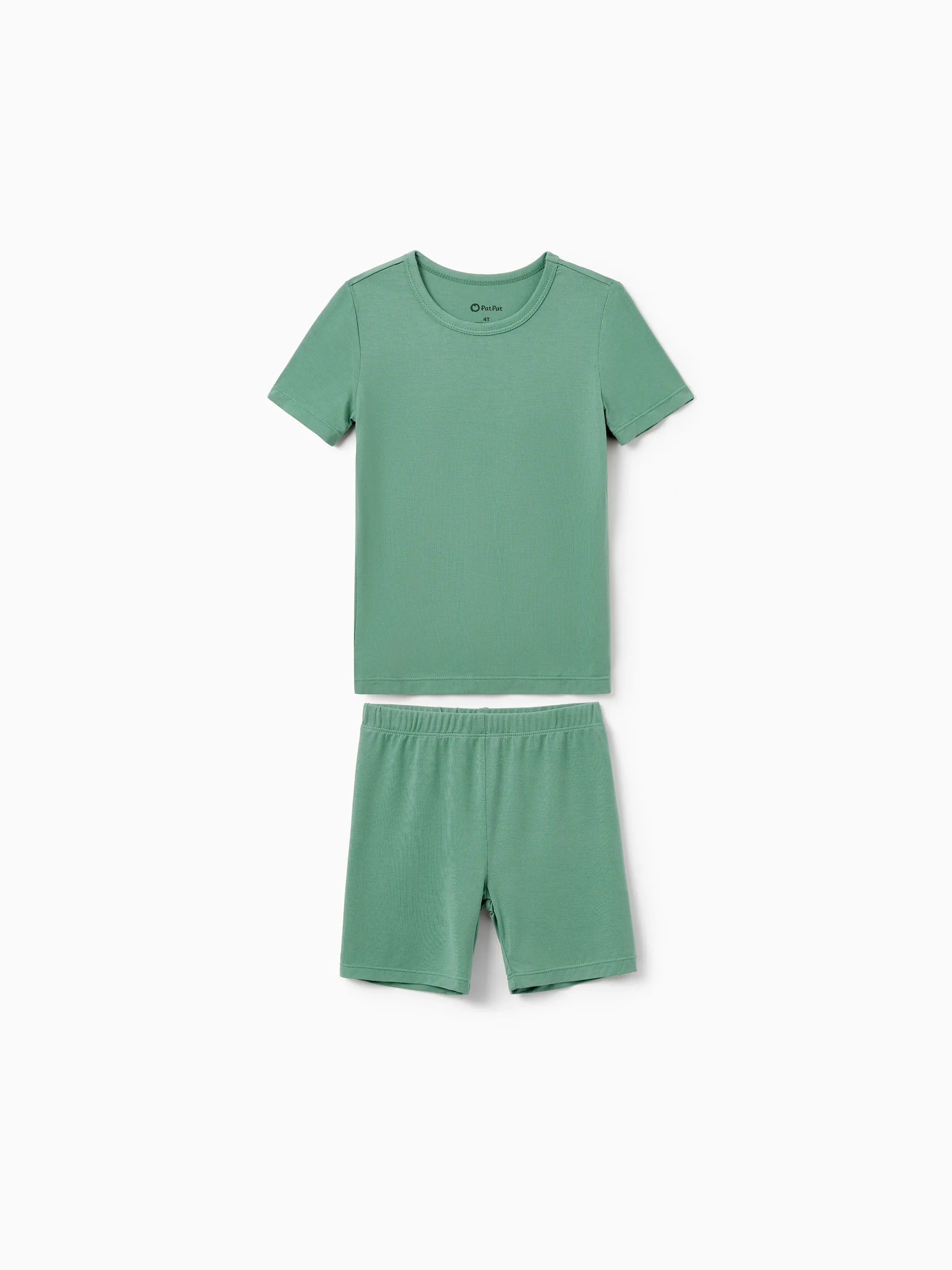 Family Matching Bamboo Pajamas Buttery Soft Bamboo Viscose PJs for Men Women Kids Toddler Baby, Solid Color Short Sleeve Shirt & Shorts Sleepwear Green - Image 7