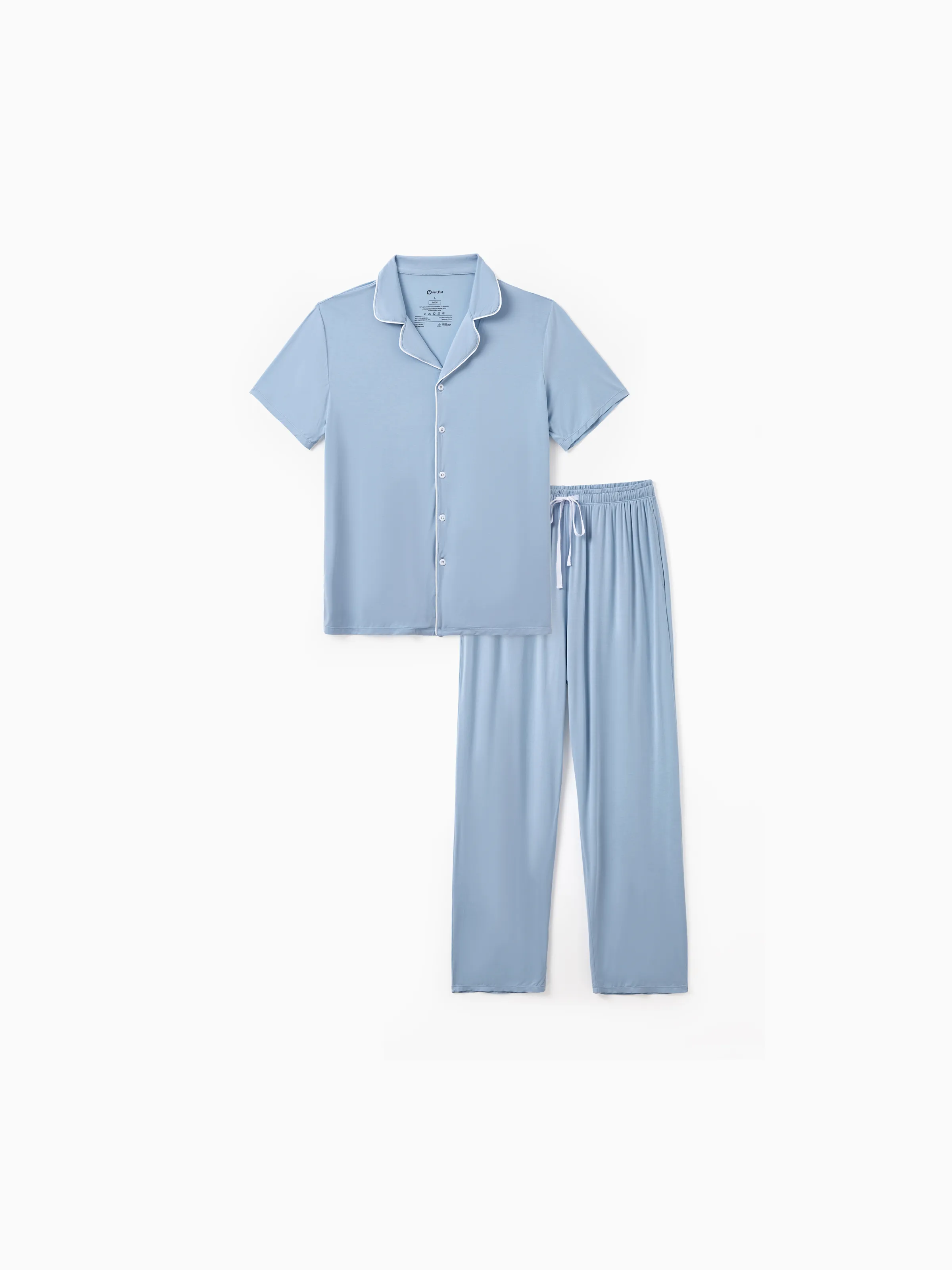 Family Matching Bamboo Pajamas Soft Bamboo Viscose PJs for Men Women Kids Toddler Baby, Classic Blue Short-sleeve Sleepwear with Button-Down Shirt and Pants Blue grey - Image 17