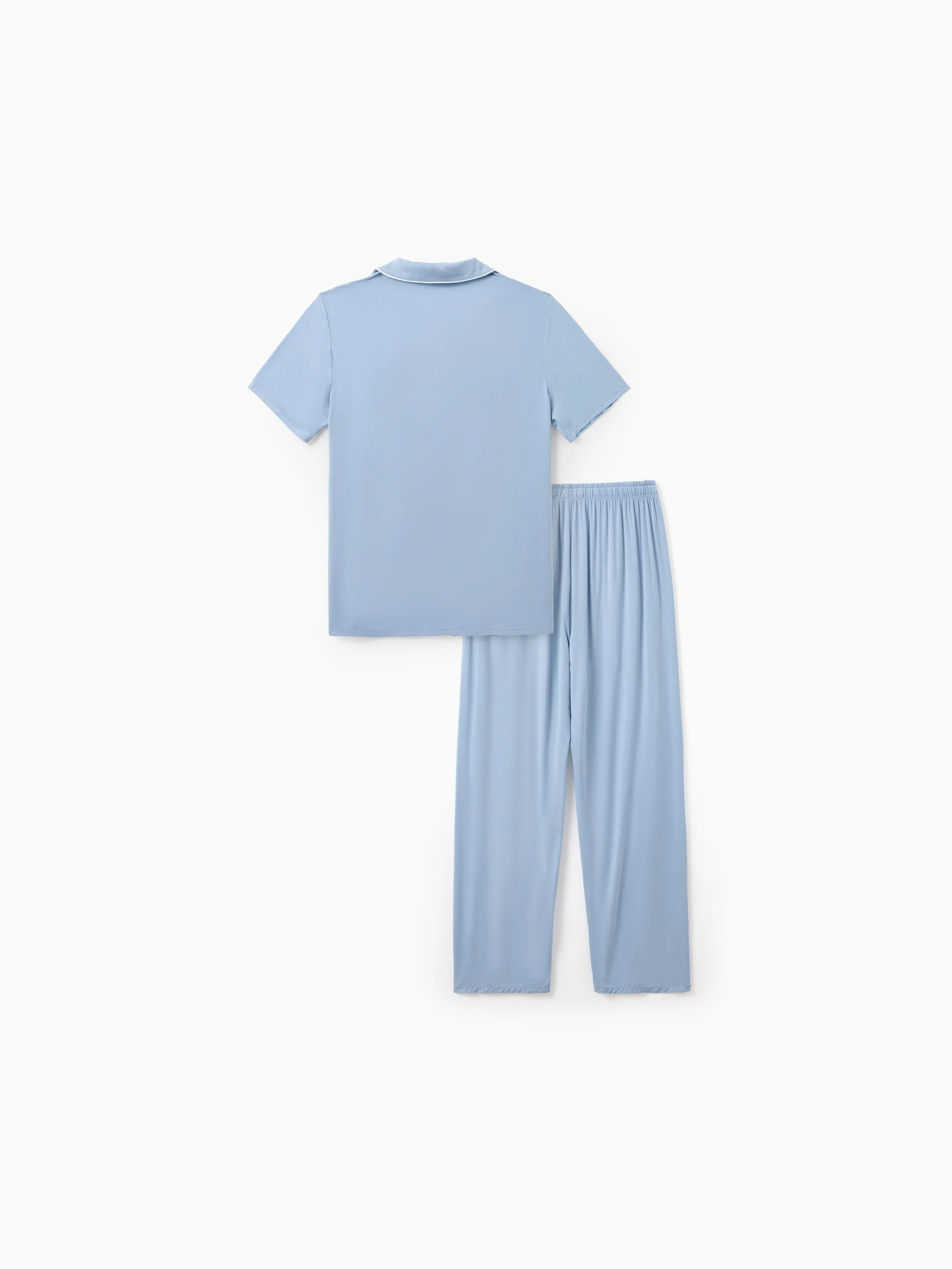 Family Matching Bamboo Pajamas Soft Bamboo Viscose PJs for Men Women Kids Toddler Baby, Classic Blue Short-sleeve Sleepwear with Button-Down Shirt and Pants Blue grey - Image 18