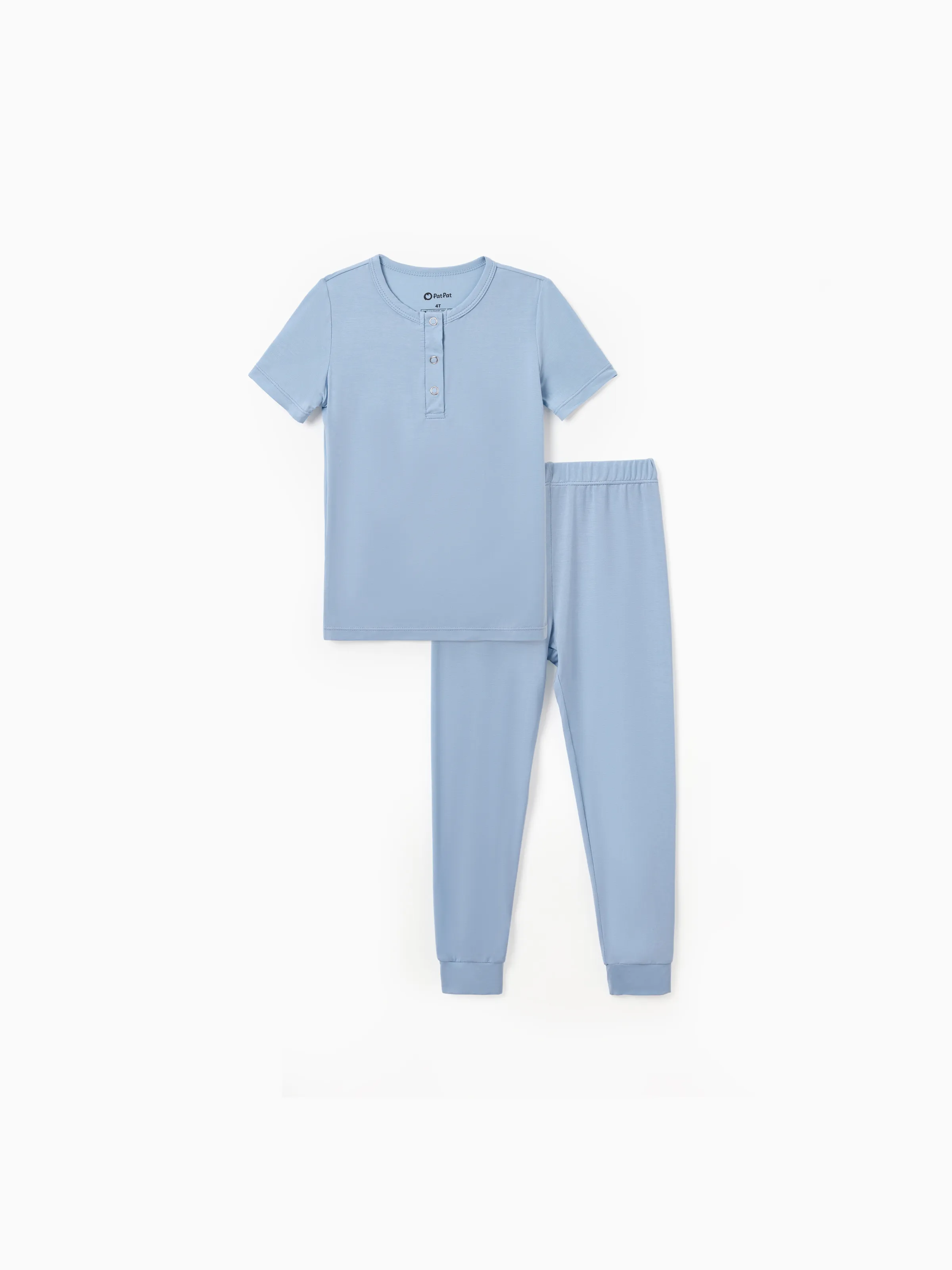Family Matching Bamboo Pajamas Soft Bamboo Viscose PJs for Men Women Kids Toddler Baby, Classic Blue Short-sleeve Sleepwear with Button-Down Shirt and Pants Blue grey - Image 7