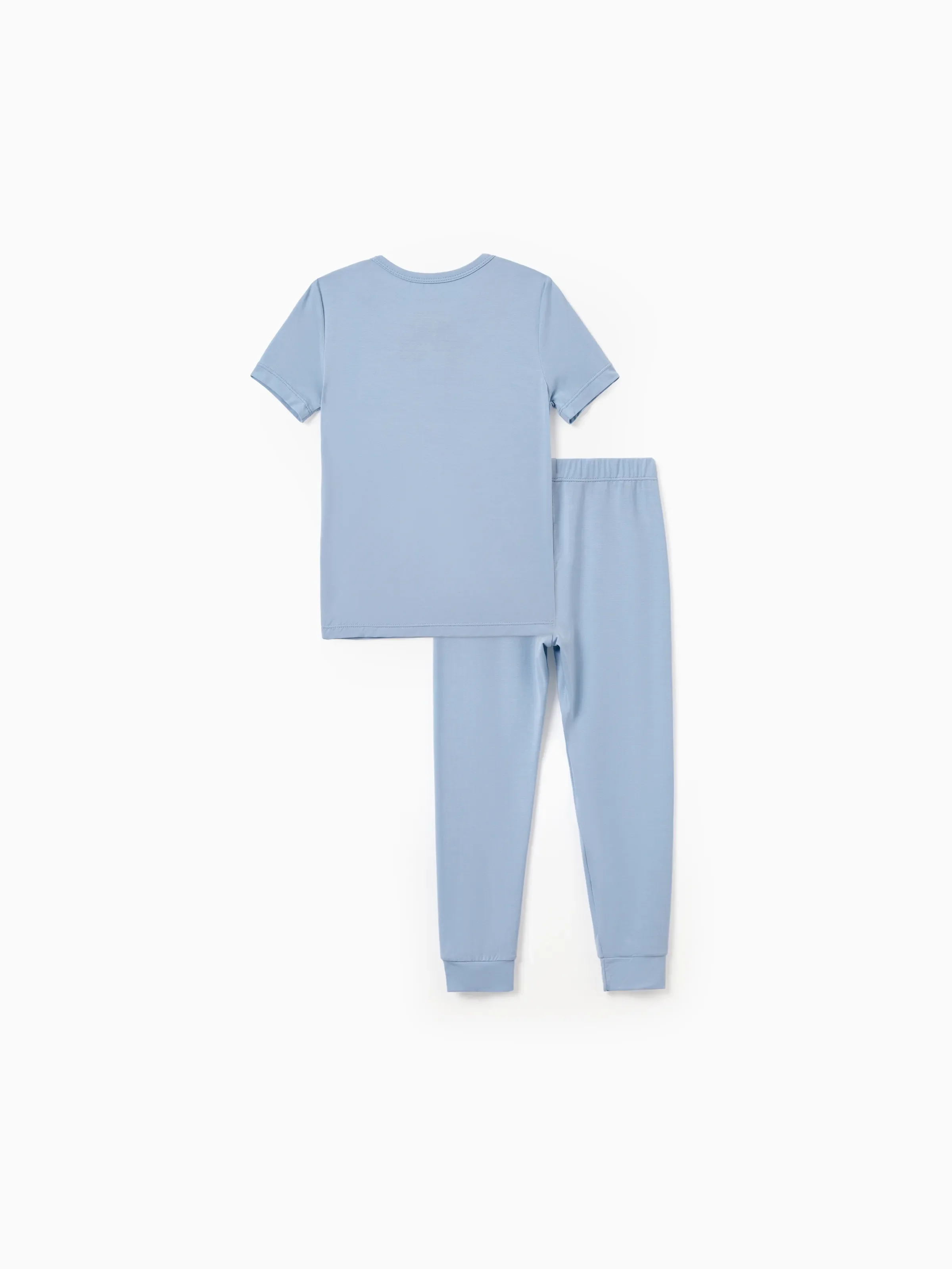 Family Matching Bamboo Pajamas Soft Bamboo Viscose PJs for Men Women Kids Toddler Baby, Classic Blue Short-sleeve Sleepwear with Button-Down Shirt and Pants Blue grey - Image 8