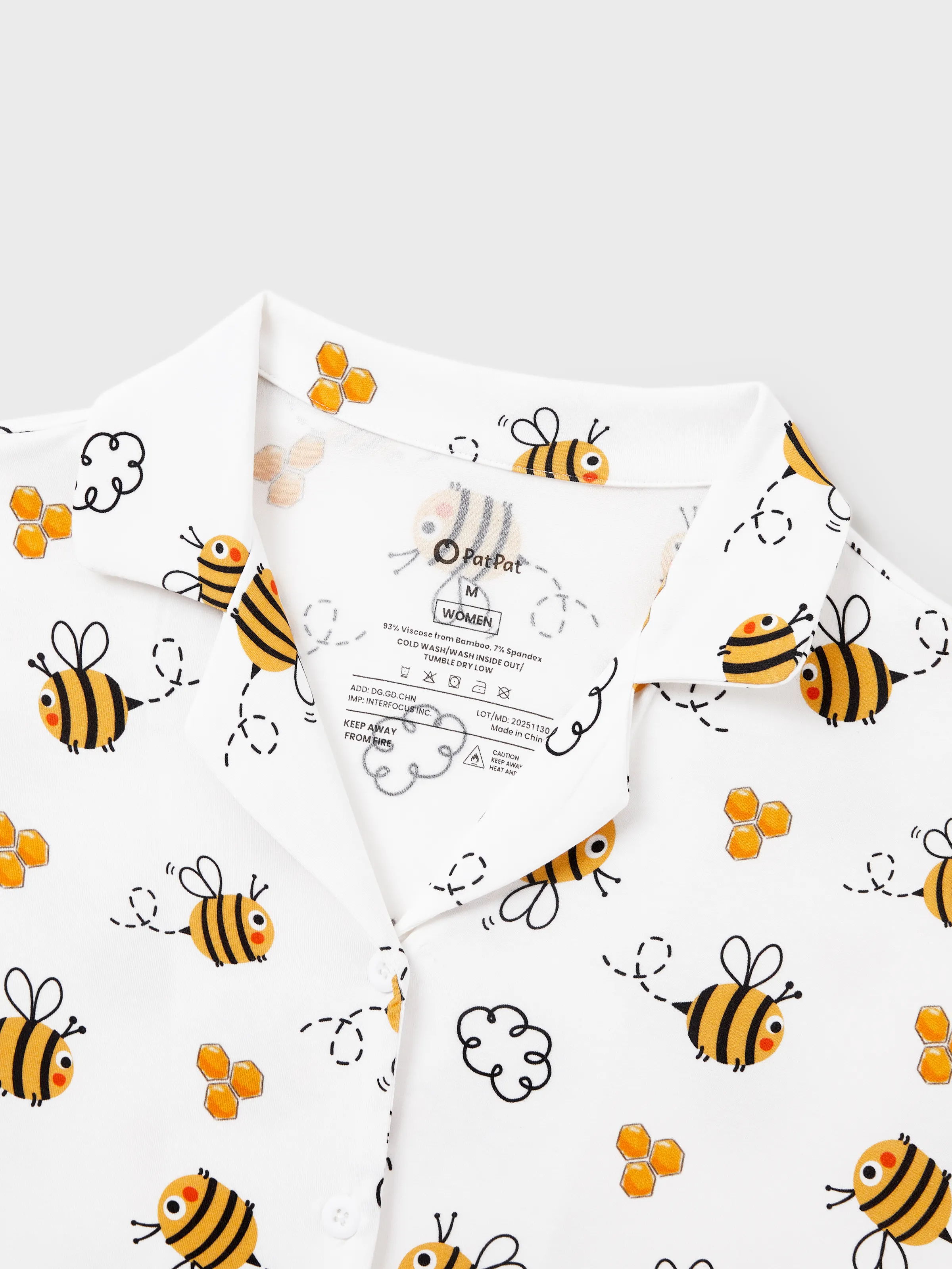 Family Matching Bamboo Pajamas Soft Bamboo Viscose PJs for Men Women Kids Toddler, Cute Bee Print Sleepwear with Short Sleeve Top and Long Pants White - Image 10
