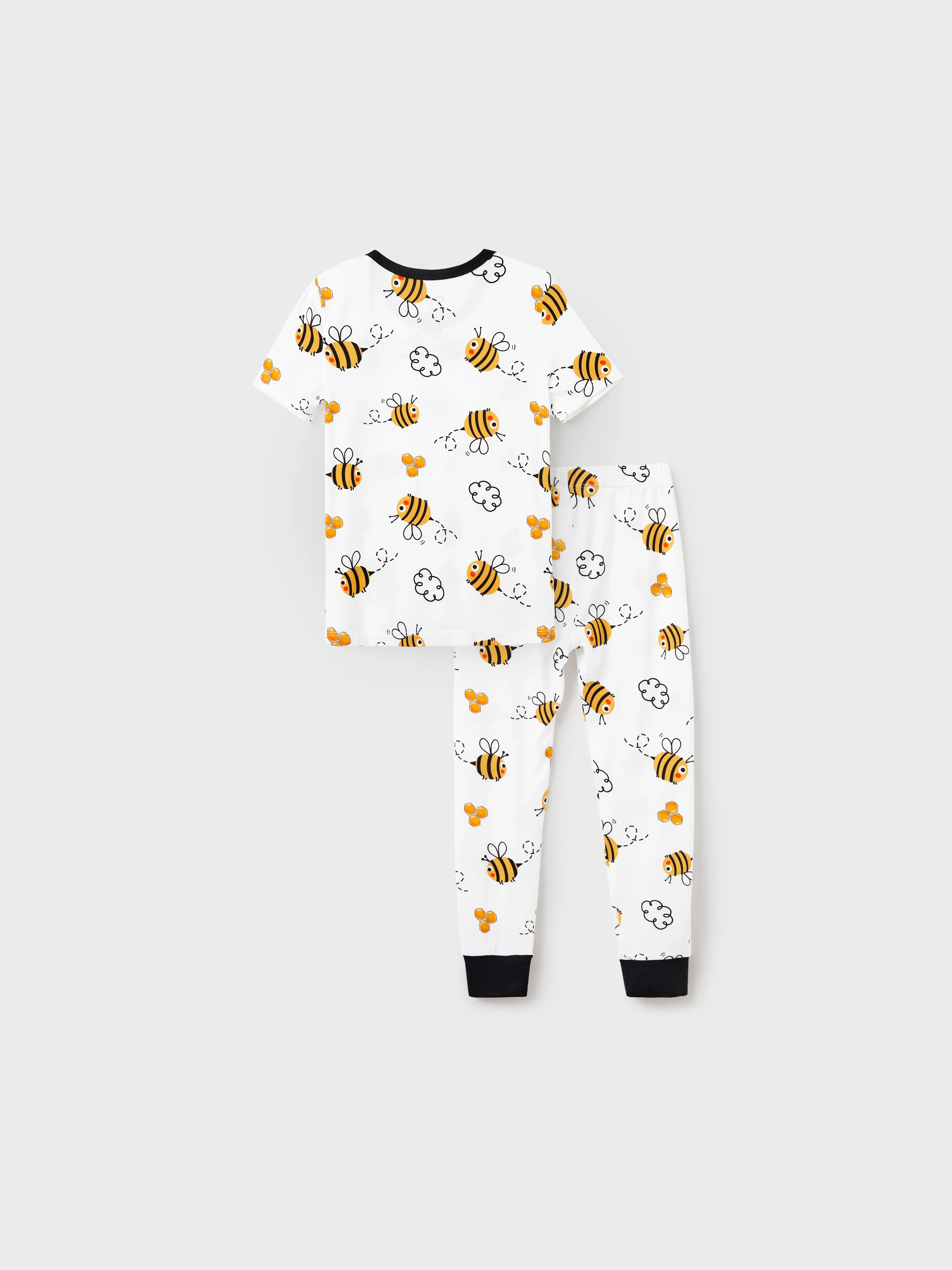 Family Matching Bamboo Pajamas Soft Bamboo Viscose PJs for Men Women Kids Toddler, Cute Bee Print Sleepwear with Short Sleeve Top and Long Pants White - Image 15