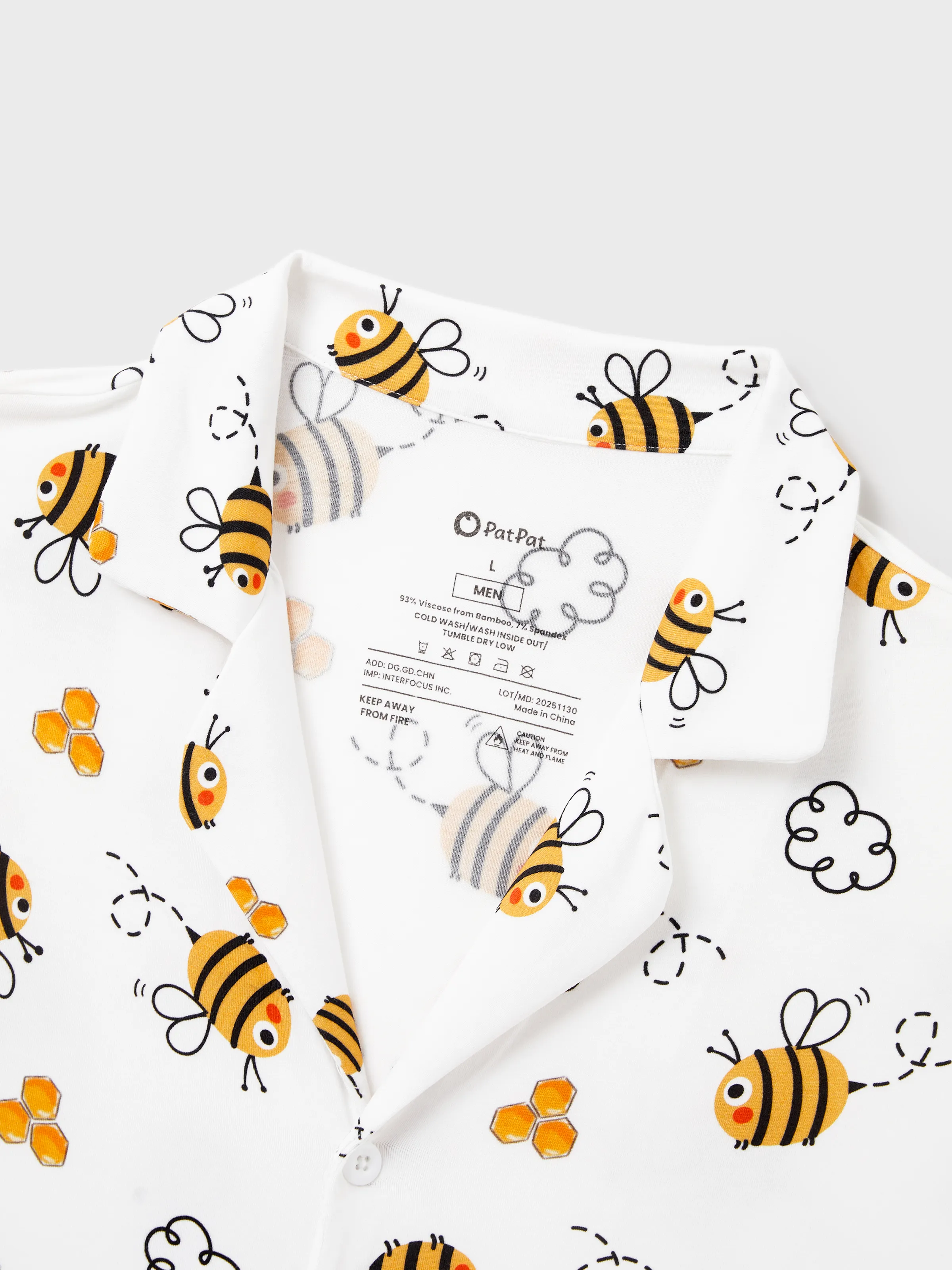 Family Matching Bamboo Pajamas Soft Bamboo Viscose PJs for Men Women Kids Toddler, Cute Bee Print Sleepwear with Short Sleeve Top and Long Pants White - Image 28
