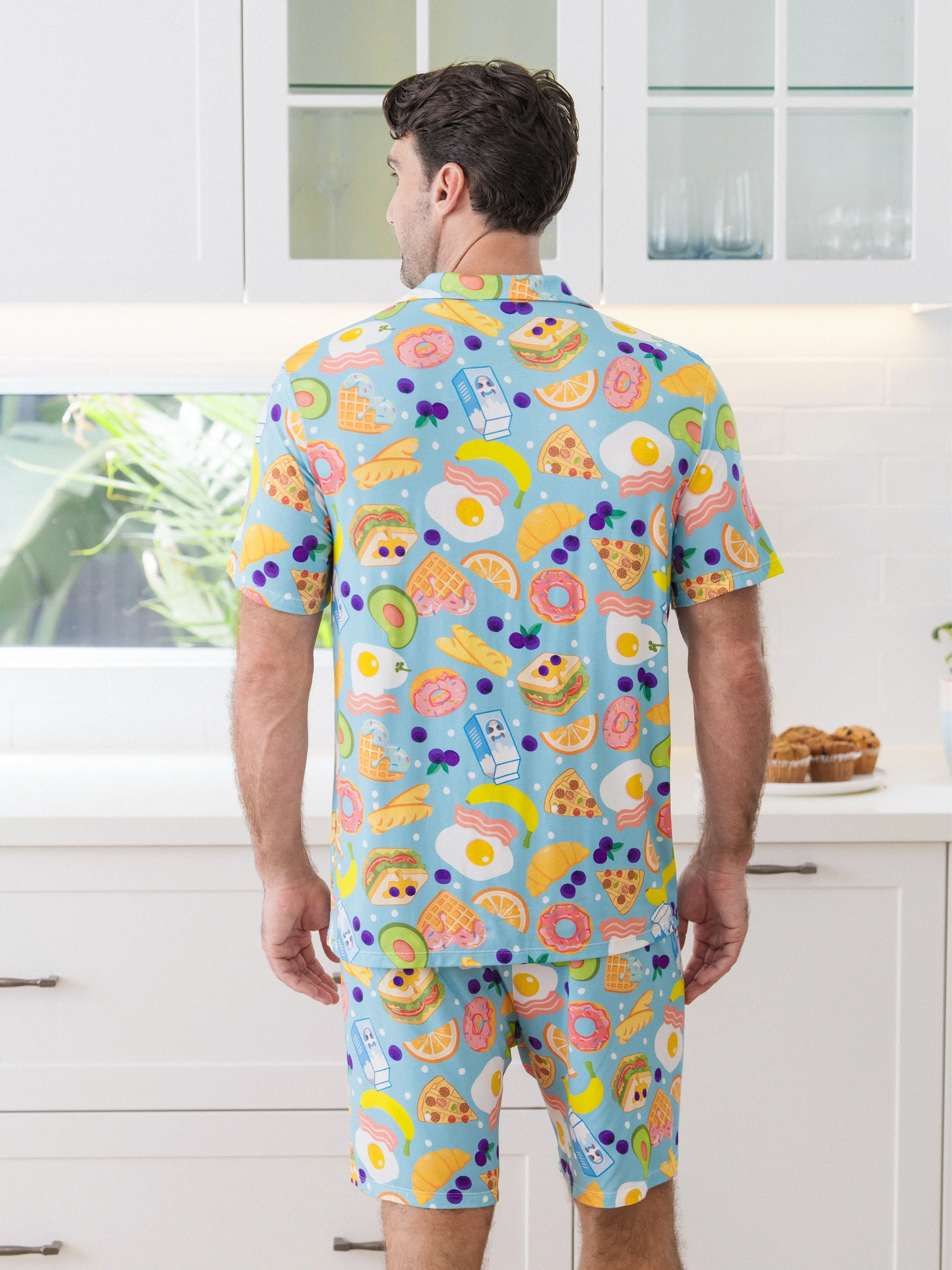 Family Matching Bamboo Pajamas Soft Bamboo Viscose PJs for Men Women Kids Toddler, Fun Food & Fruit Print Short-sleeve Sleepwear Blue - Image 11