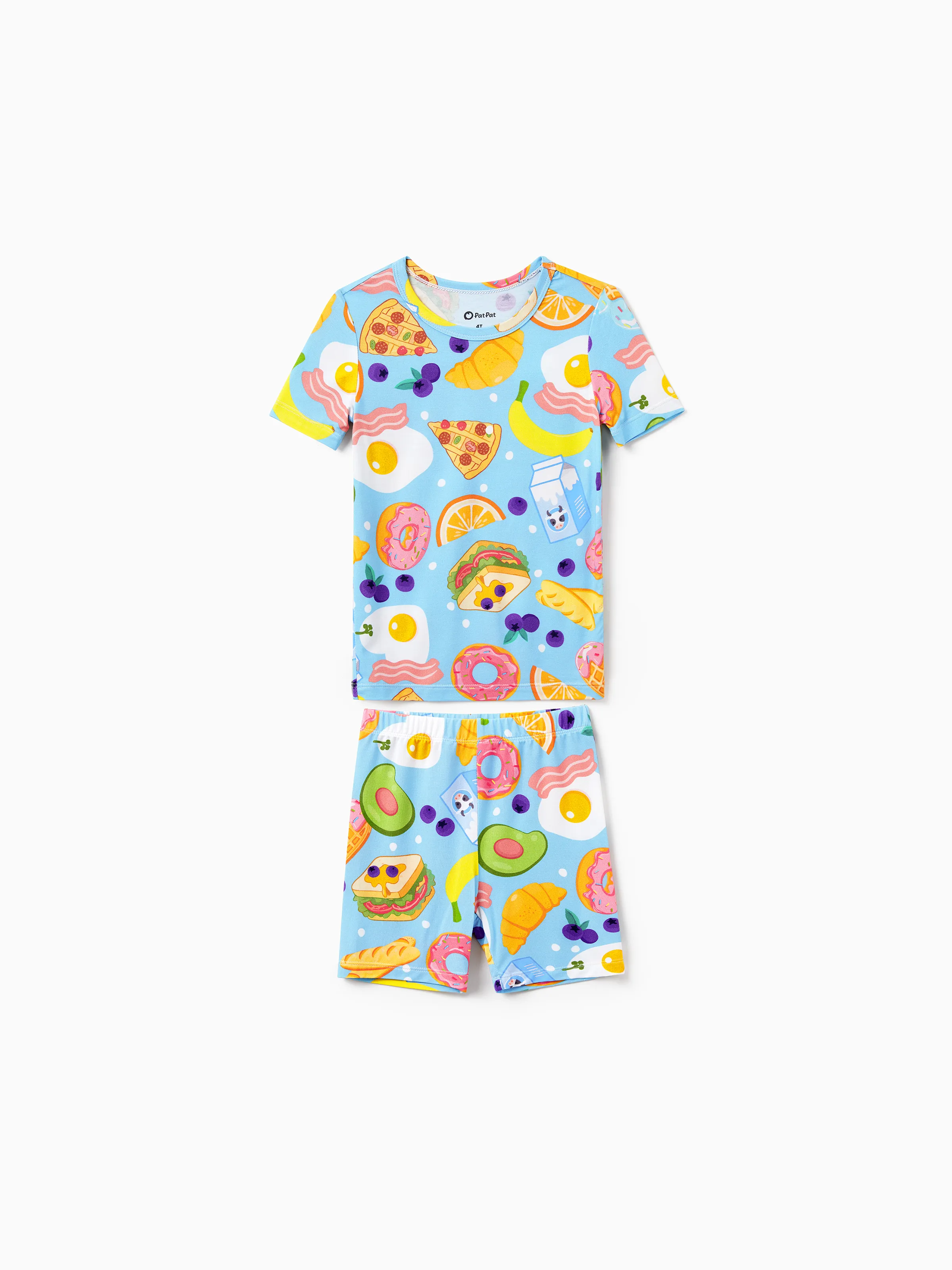 Family Matching Bamboo Pajamas Soft Bamboo Viscose PJs for Men Women Kids Toddler, Fun Food & Fruit Print Short-sleeve Sleepwear Blue - Image 12