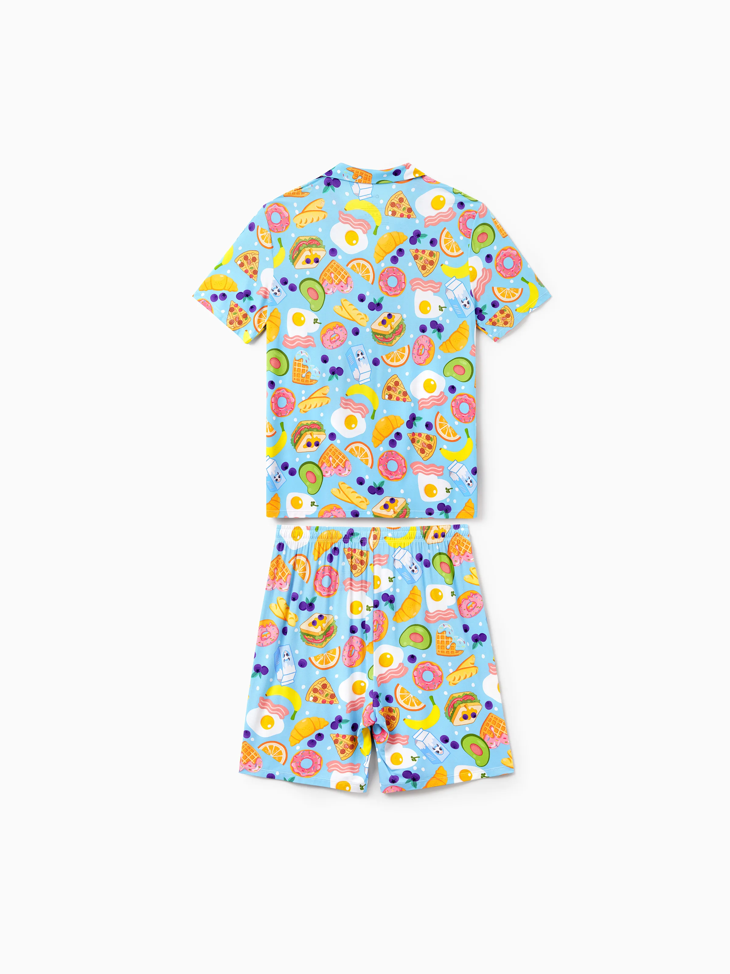 Family Matching Bamboo Pajamas Soft Bamboo Viscose PJs for Men Women Kids Toddler, Fun Food & Fruit Print Short-sleeve Sleepwear Blue - Image 27
