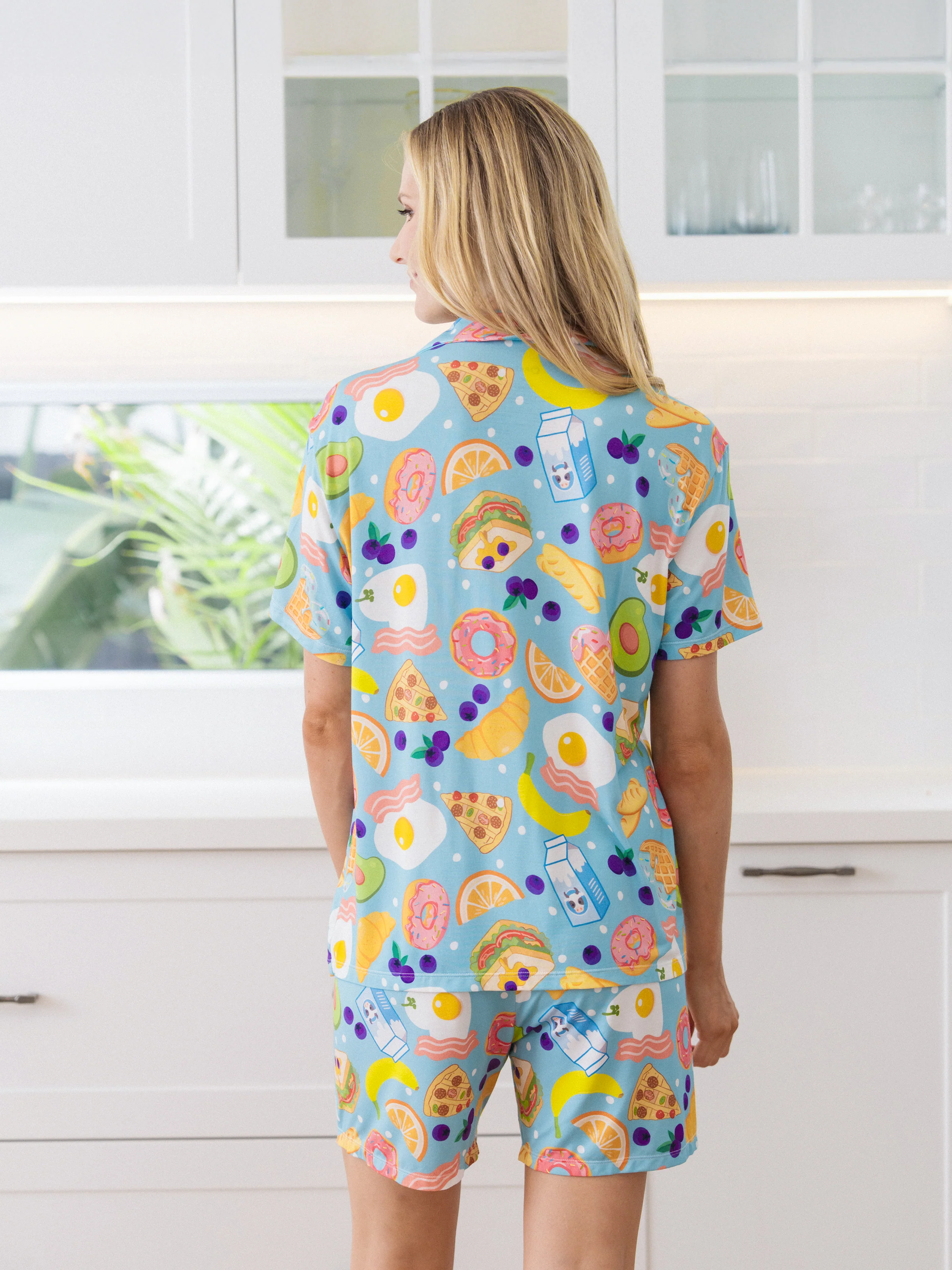 Family Matching Bamboo Pajamas Soft Bamboo Viscose PJs for Men Women Kids Toddler, Fun Food & Fruit Print Short-sleeve Sleepwear Blue - Image 4