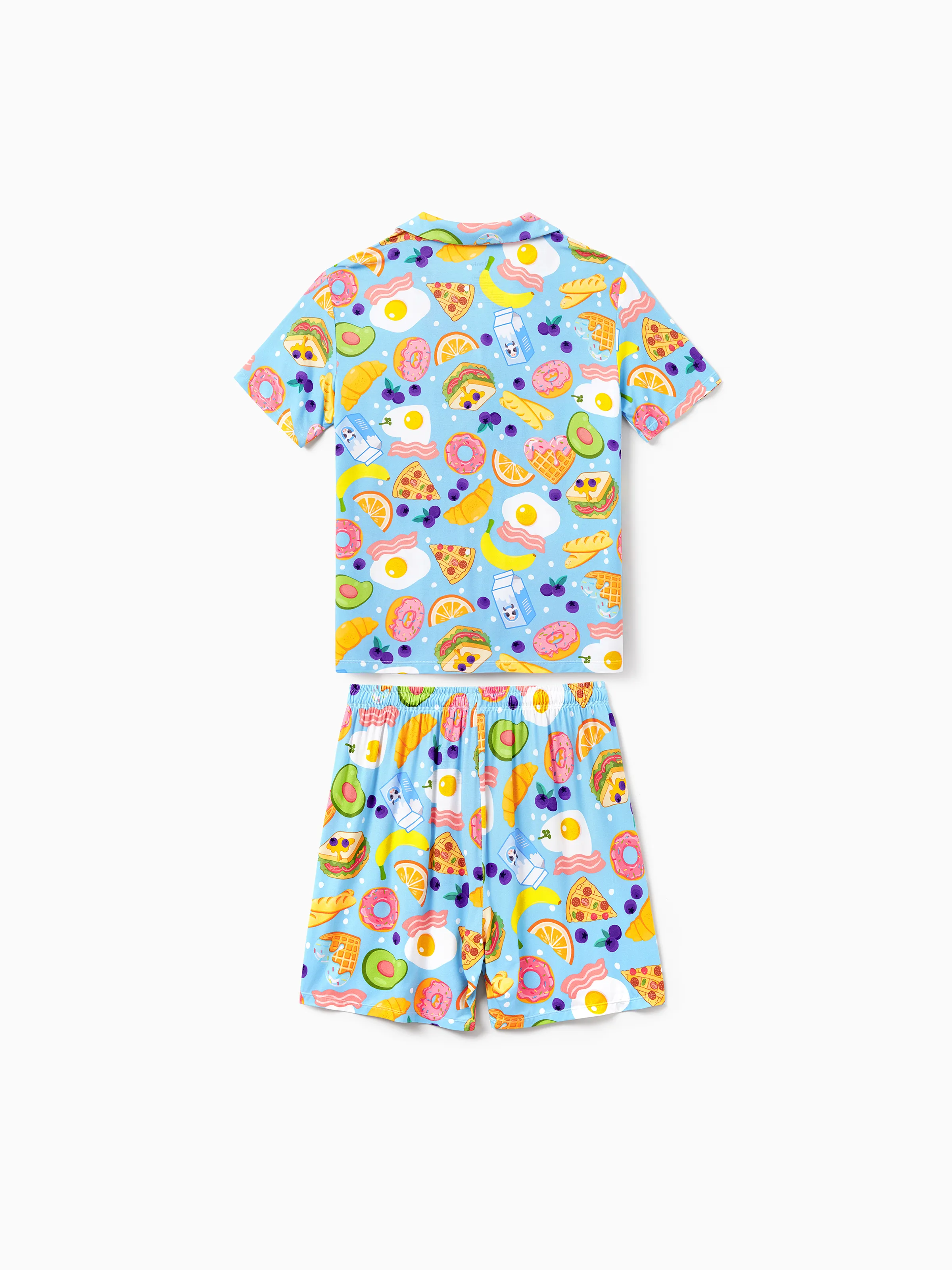 Family Matching Bamboo Pajamas Soft Bamboo Viscose PJs for Men Women Kids Toddler, Fun Food & Fruit Print Short-sleeve Sleepwear Blue - Image 6