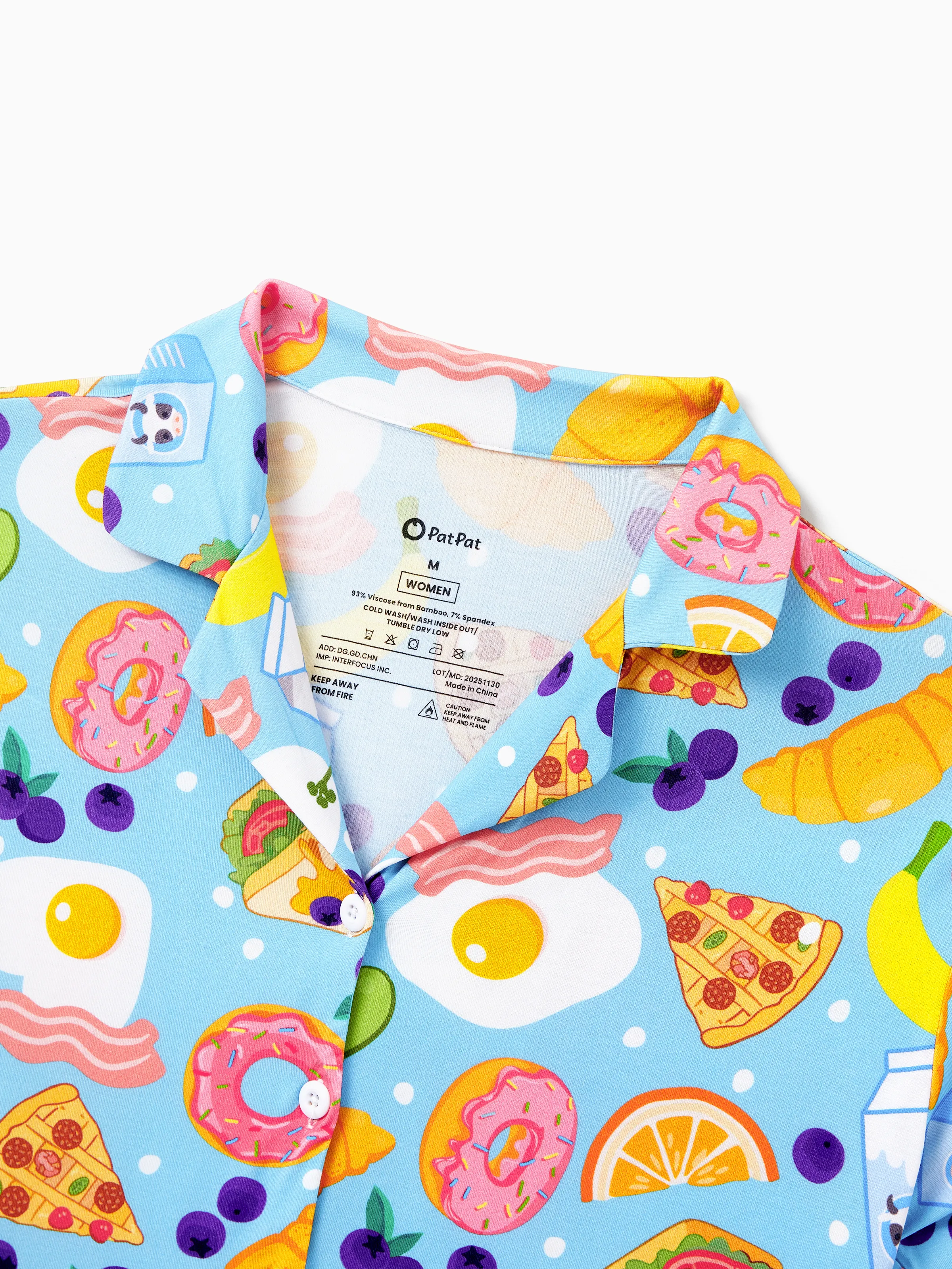 Family Matching Bamboo Pajamas Soft Bamboo Viscose PJs for Men Women Kids Toddler, Fun Food & Fruit Print Short-sleeve Sleepwear Blue - Image 7