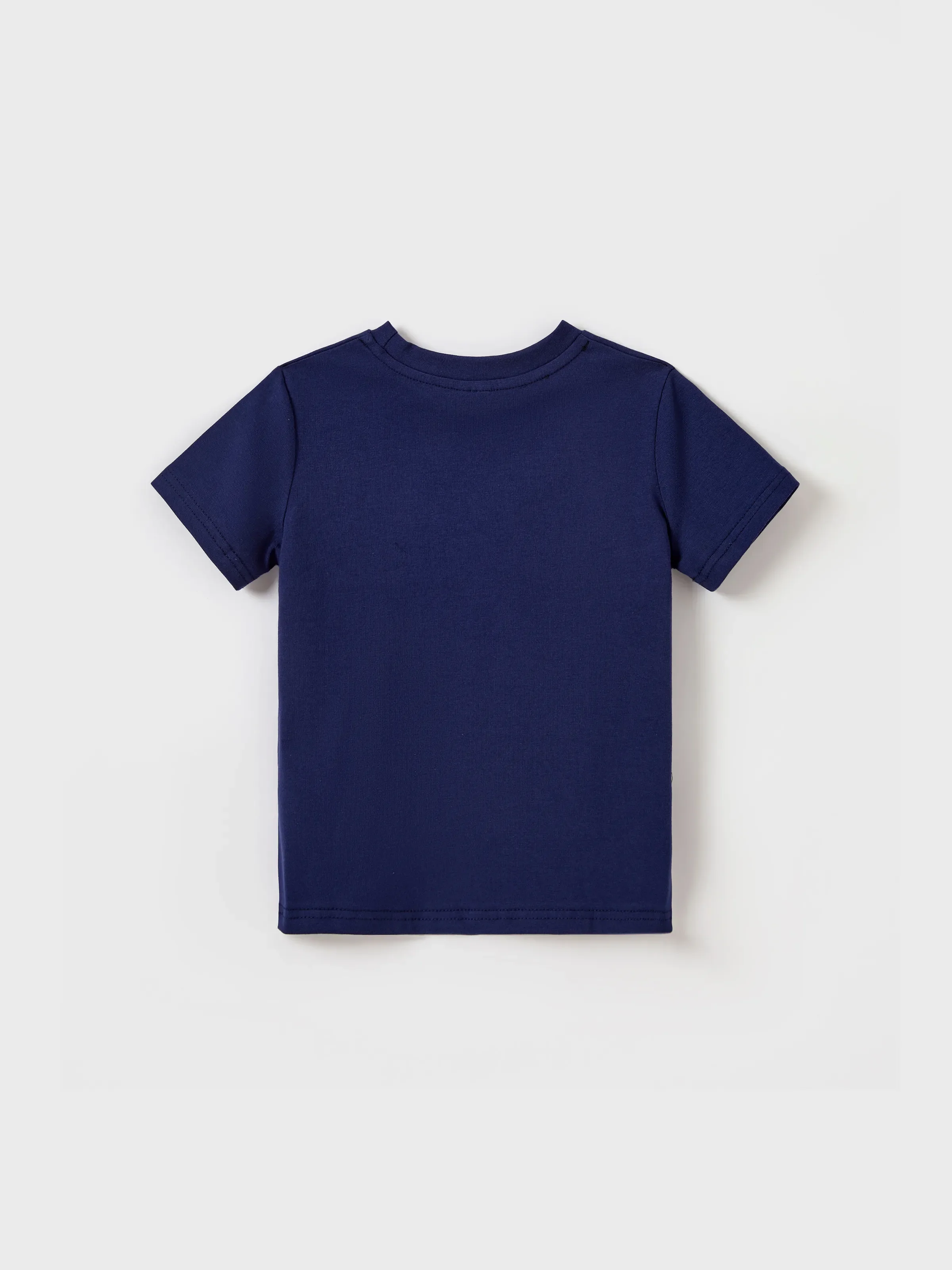 Family Matching Blue Colorblock Tee or Leaf Print Smocking Puff-sleeve Dress Set Blue - Image 14