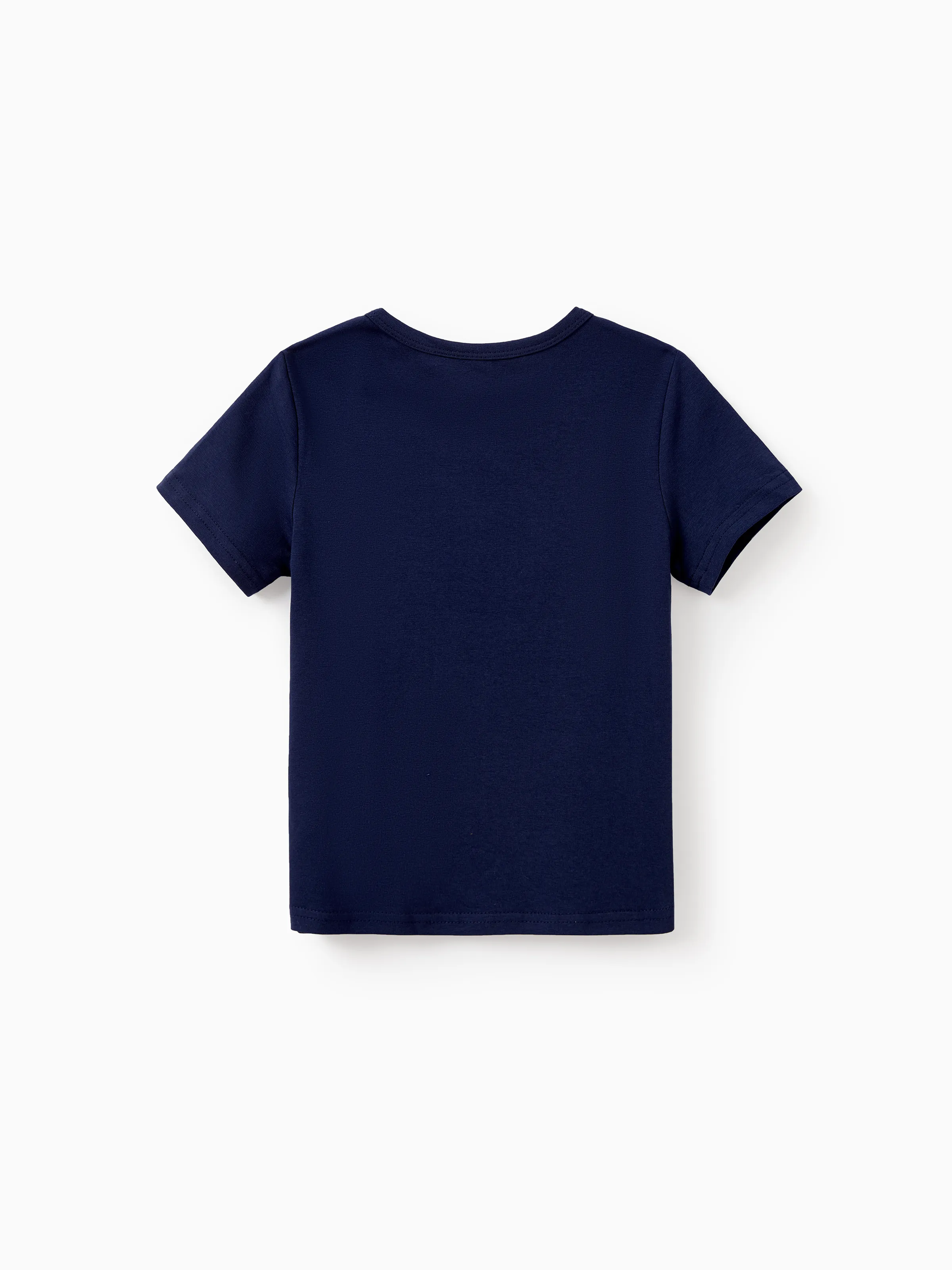 Family Matching Blue Cotton Tee and Flora Splicing Tank Top Dress Sets Deep Blue - Image 18