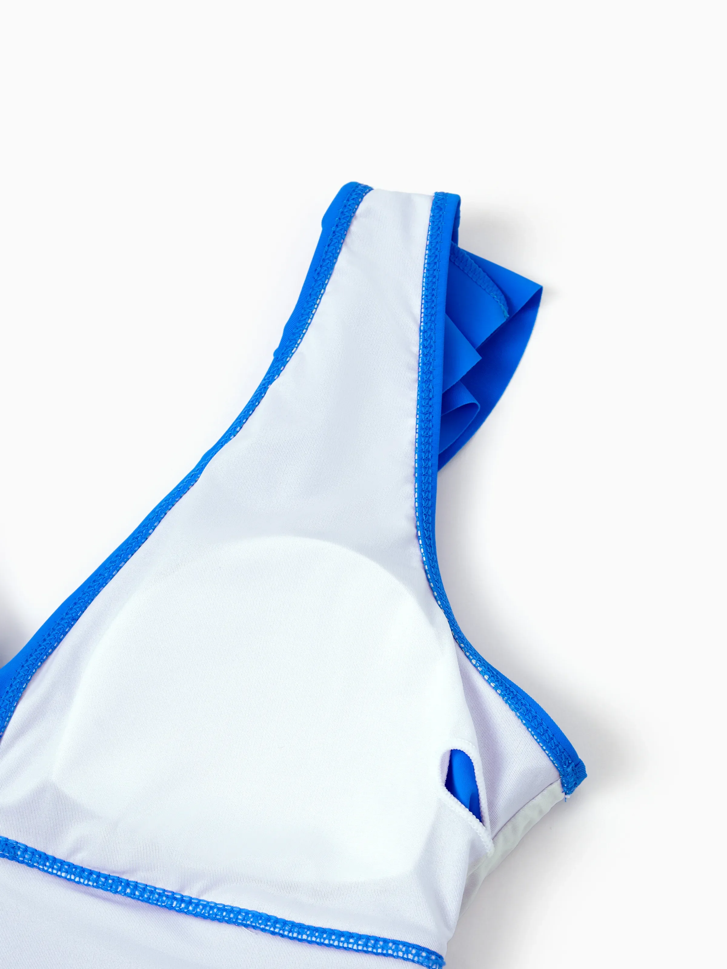 Family Matching Blue Ruffle One-piece Swimsuit or Swim Trunks Blue - Image 5