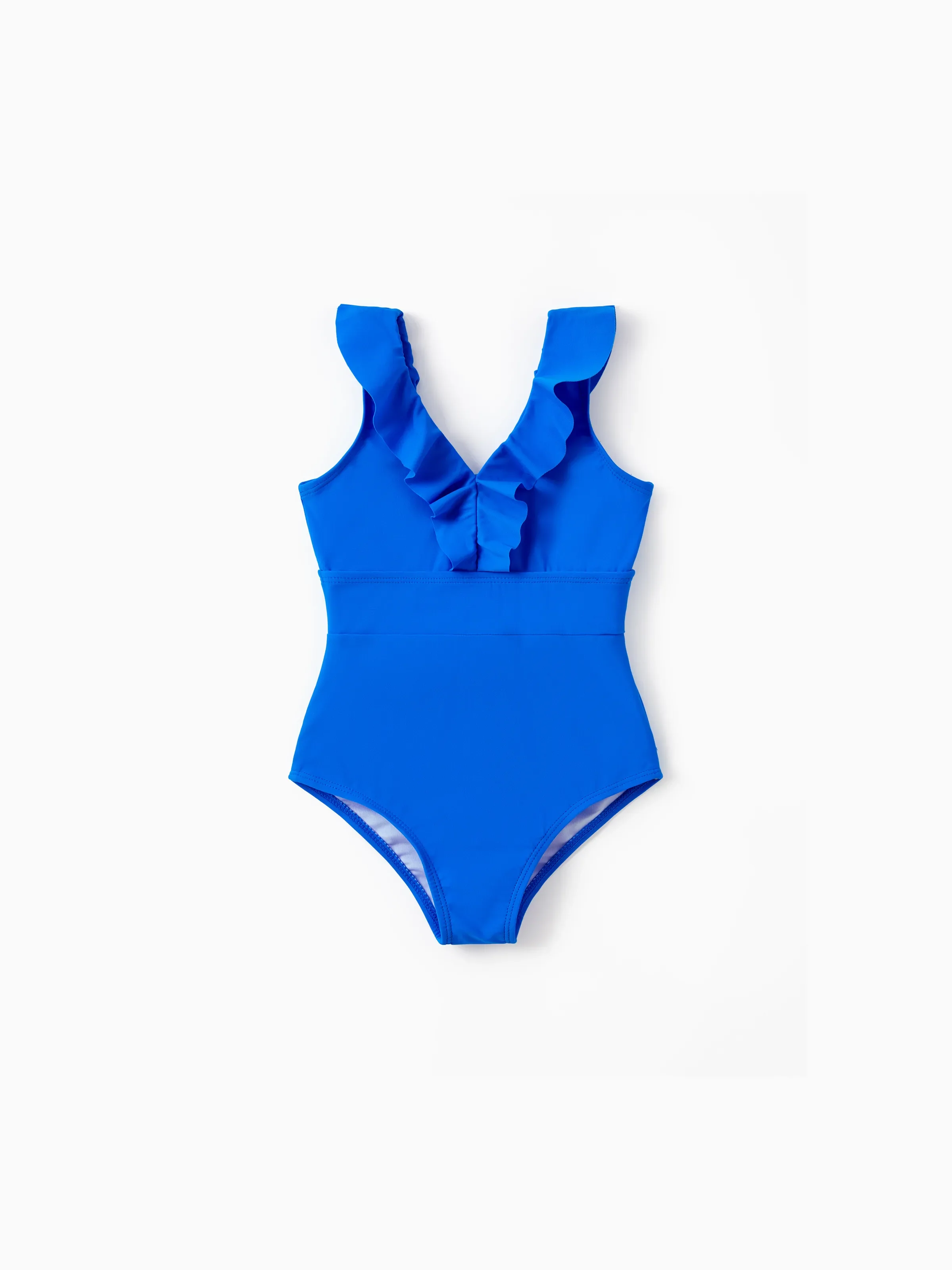 Family Matching Blue Ruffle One-piece Swimsuit or Swim Trunks Blue - Image 7