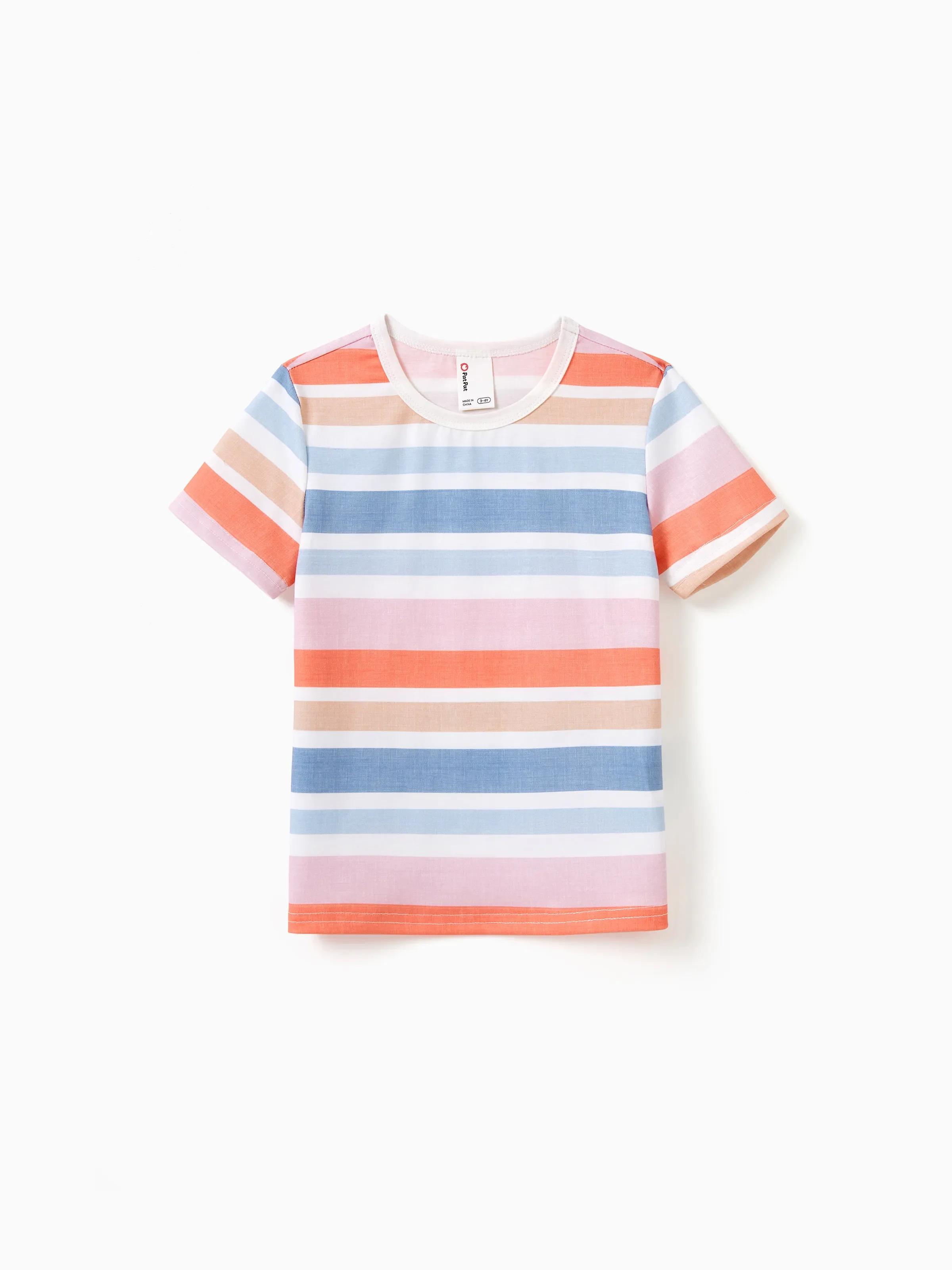 Family Matching Blue Short-sleeve Tee or Colorful Stripe Camisole Dress Multi-color - Image 12