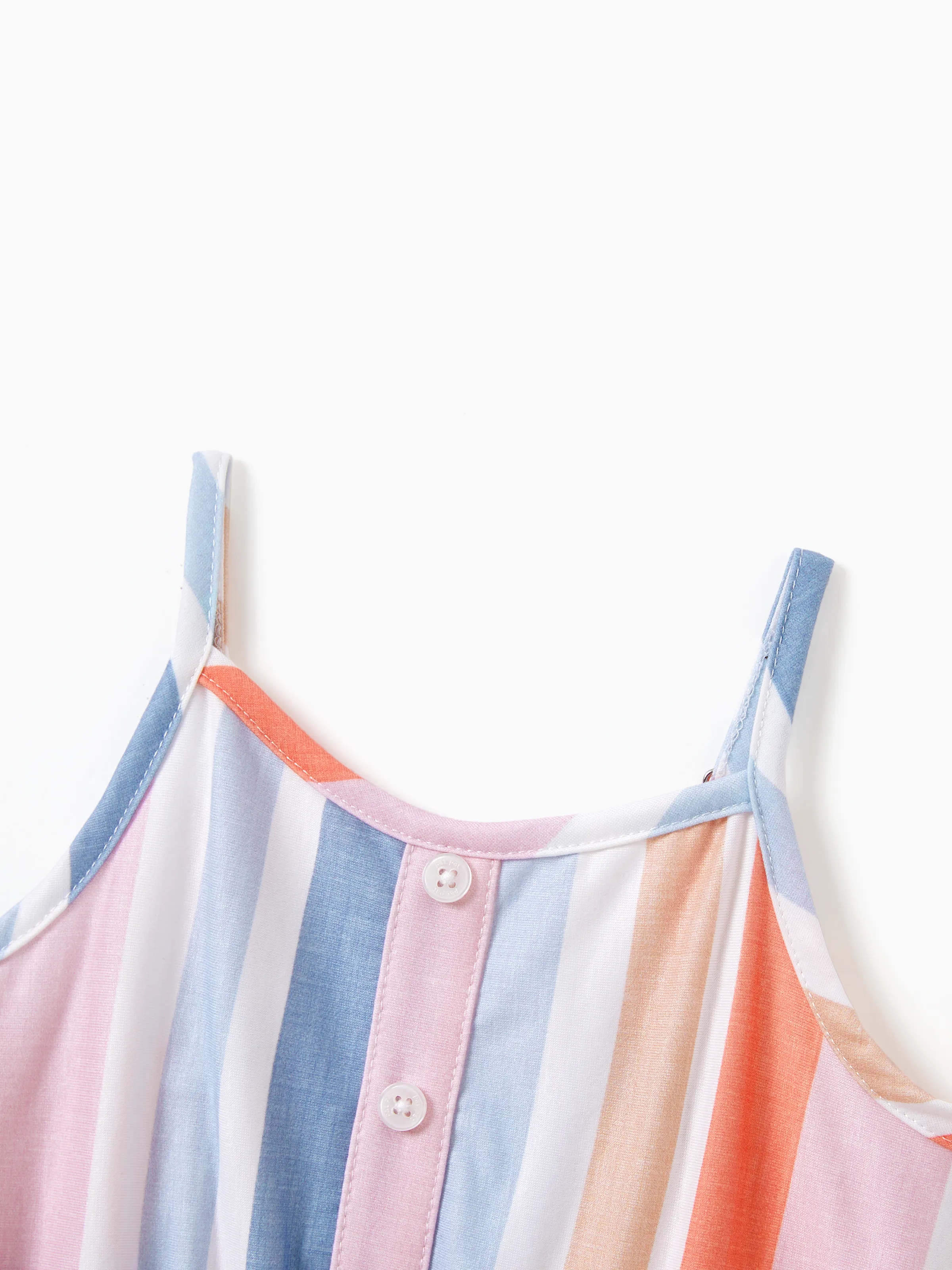 Family Matching Blue Short-sleeve Tee or Colorful Stripe Camisole Dress Multi-color - Image 6