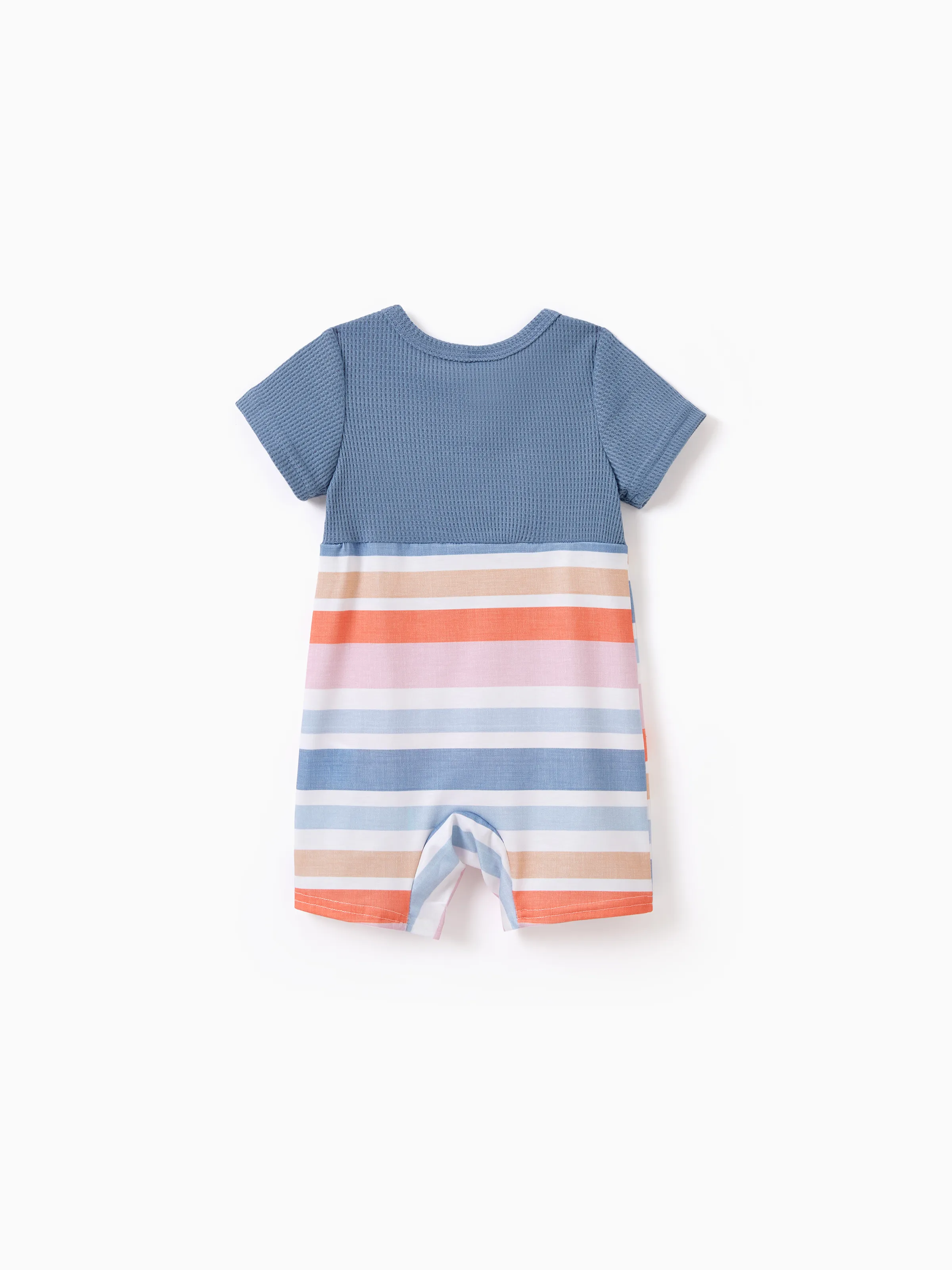 Family Matching Blue Short-sleeve Tee or Colorful Stripe Camisole Dress Multi-color - Image 8