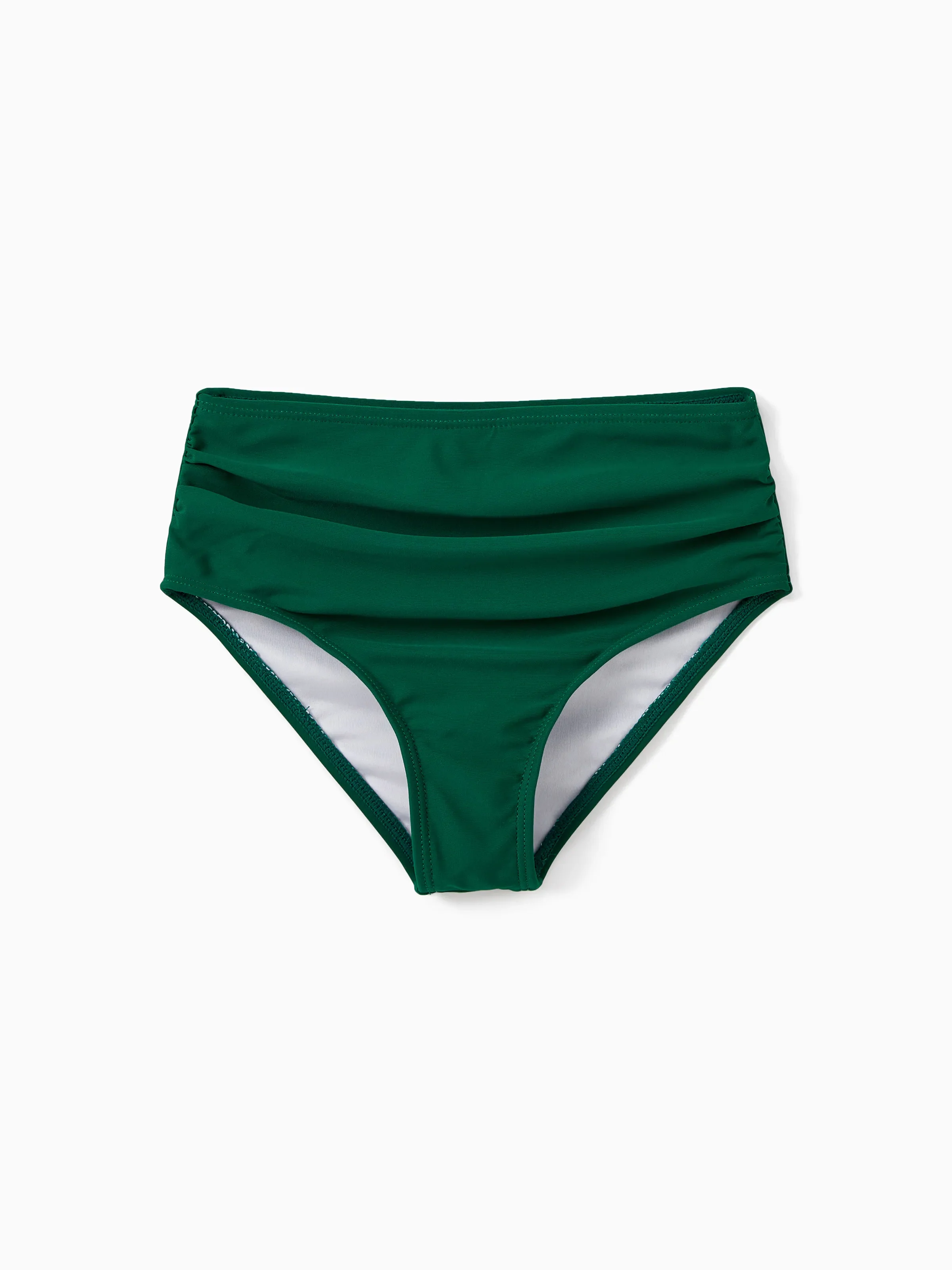 Family Matching Color Block Drawstring Swim Trunks or Stripe Cross Front Two-Piece Swimsuit (Quick-Dry) Green - Image 10