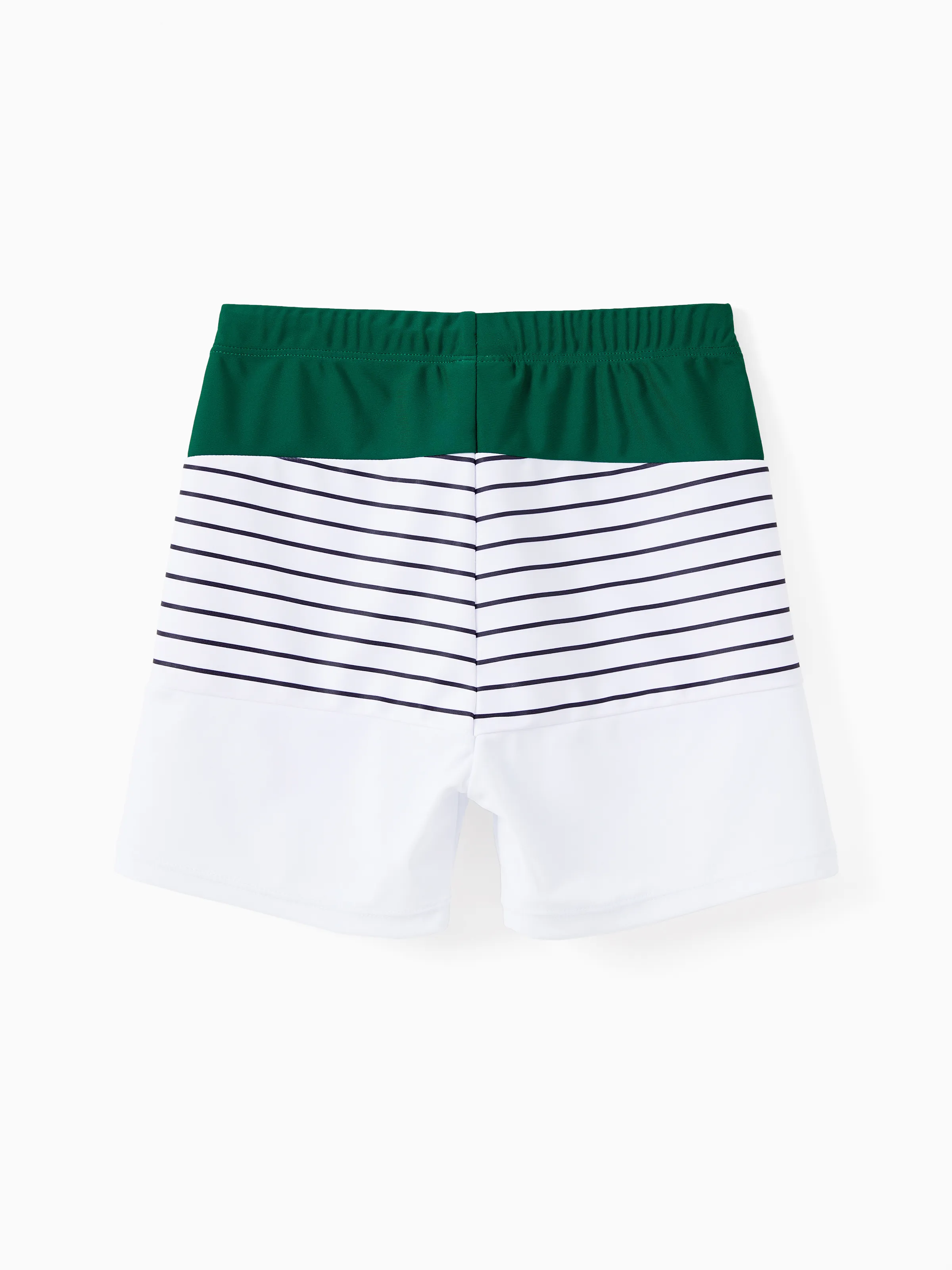 Family Matching Color Block Drawstring Swim Trunks or Stripe Cross Front Two-Piece Swimsuit (Quick-Dry) Green - Image 14