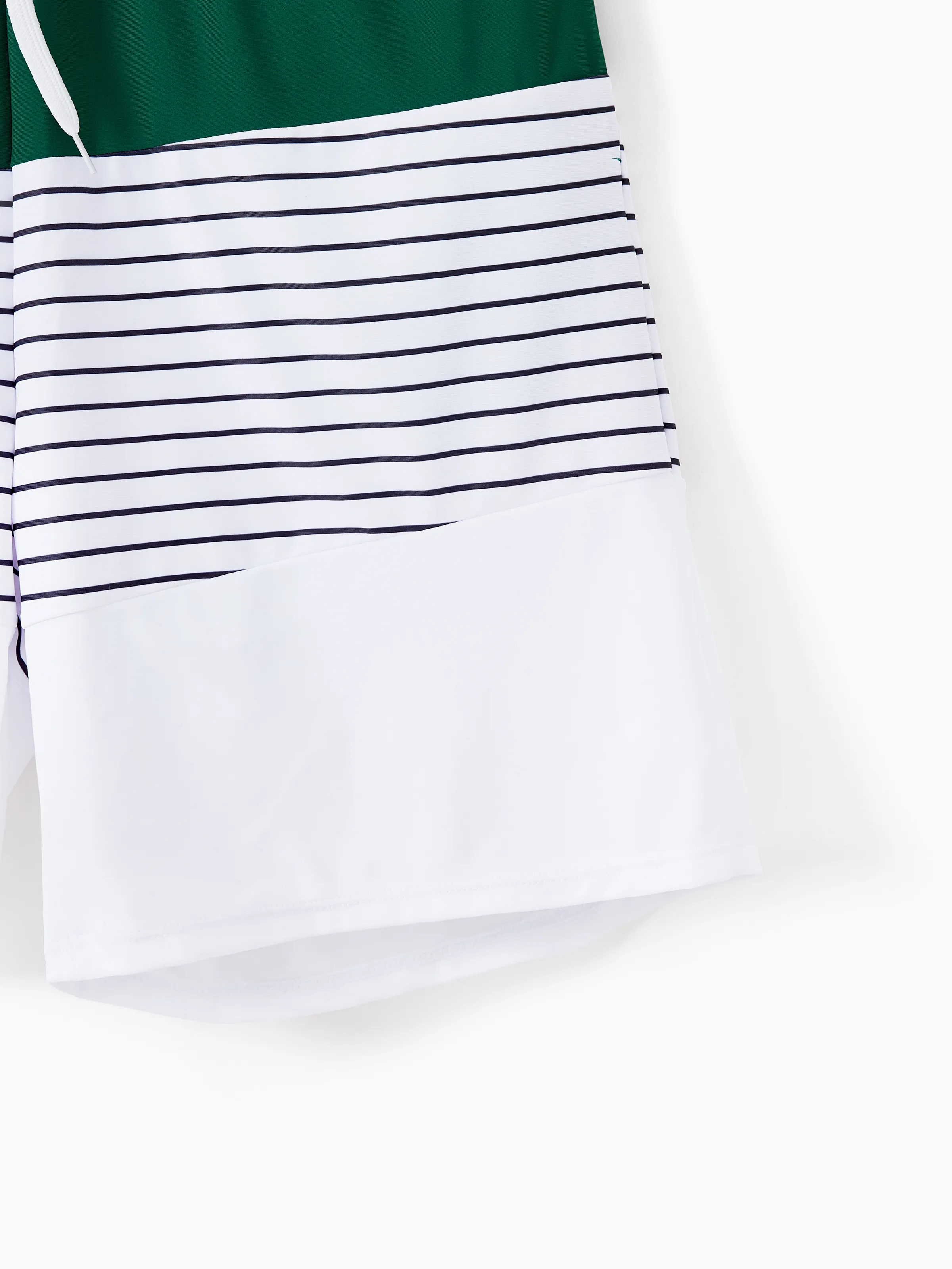 Family Matching Color Block Drawstring Swim Trunks or Stripe Cross Front Two-Piece Swimsuit (Quick-Dry) Green - Image 20