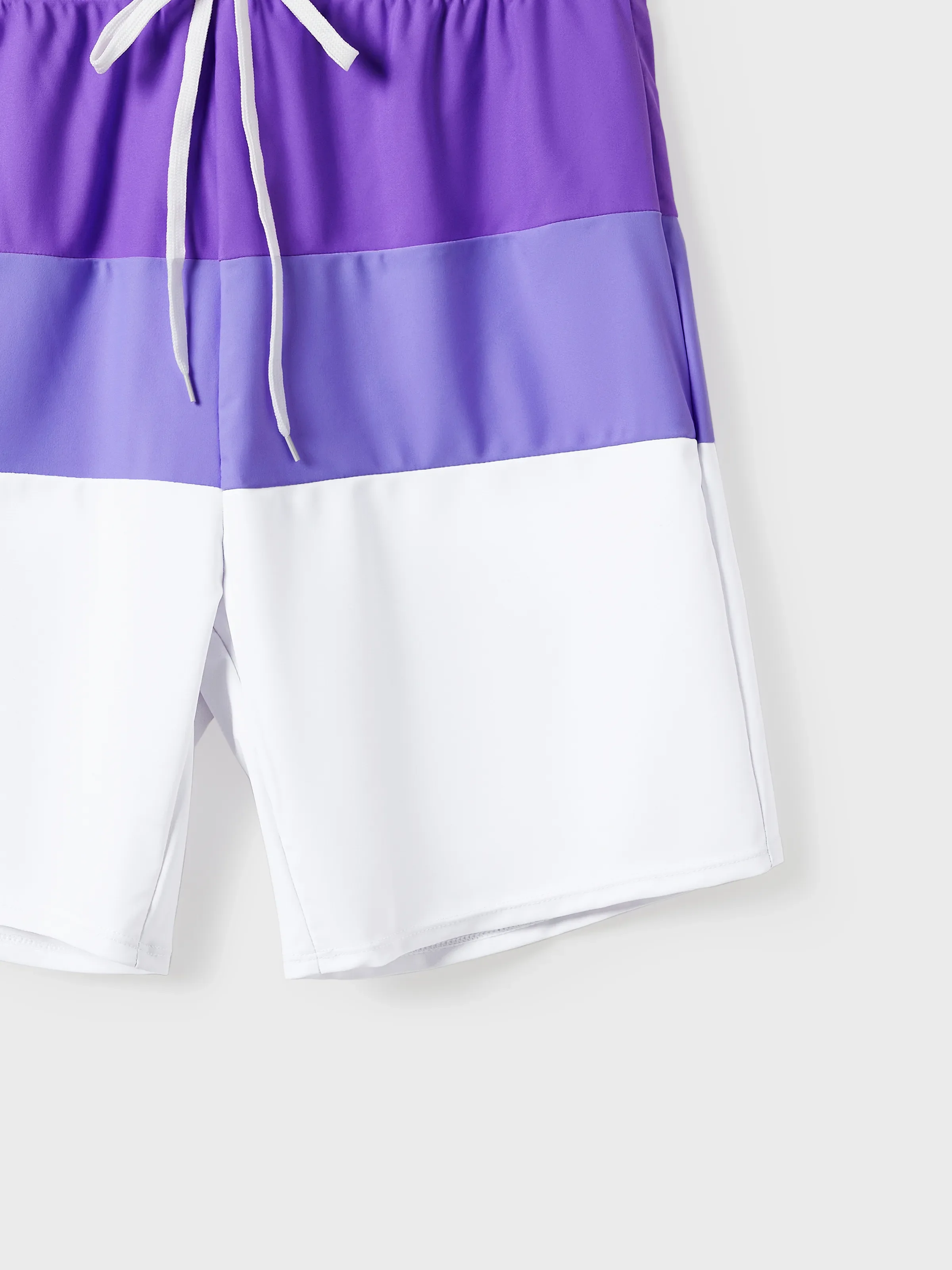 Family Matching Color-block Swim Trunks or One-shoulder Side Knot One-Piece Swimsuit (Quick-Dry) ColorBlock - Image 19