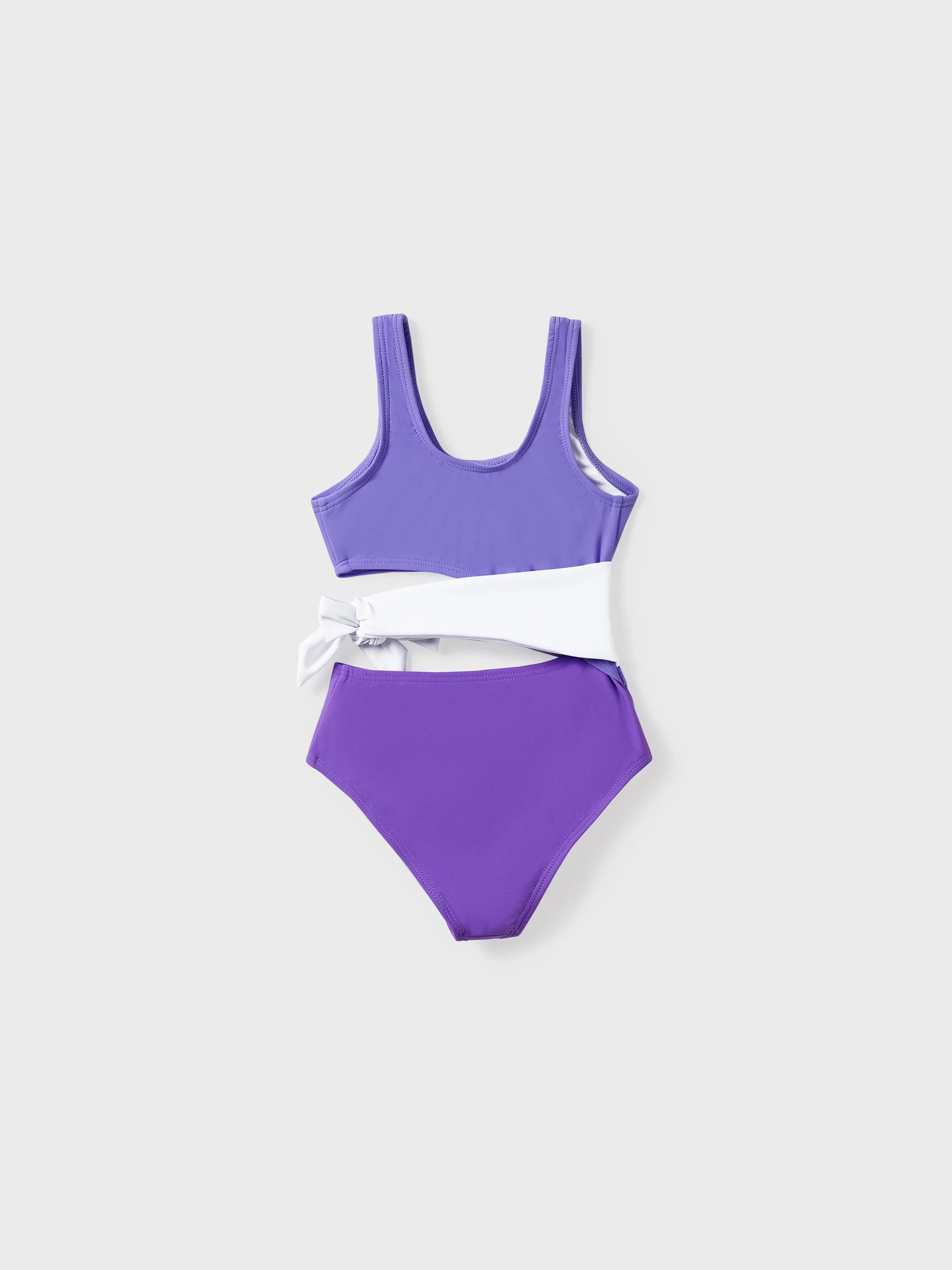 Family Matching Color-block Swim Trunks or One-shoulder Side Knot One-Piece Swimsuit (Quick-Dry) ColorBlock - Image 8