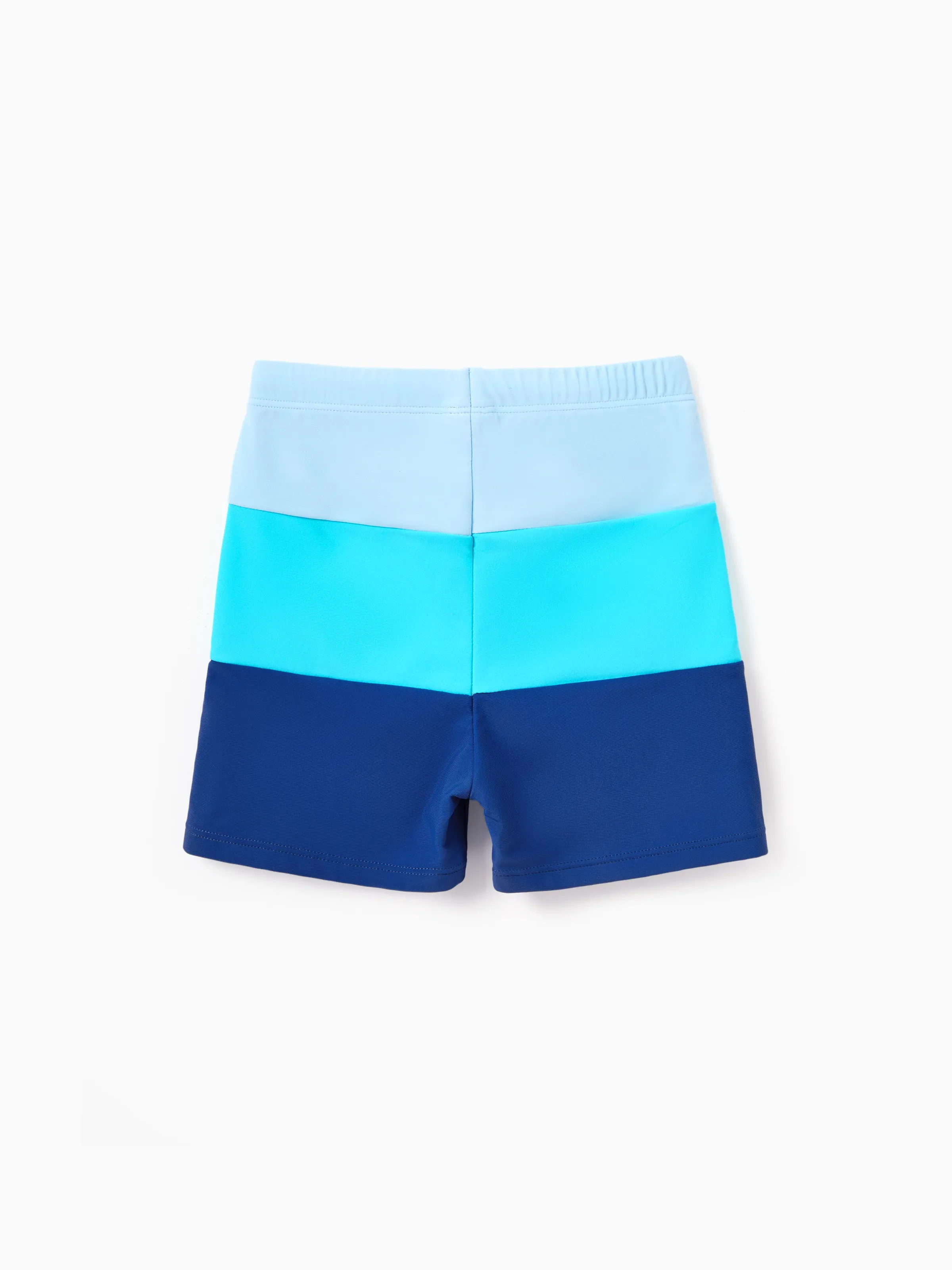 Family Matching Color Block Swimsuits One Shoulder Swim Dress / Swim Trunks Set Blue - Image 13