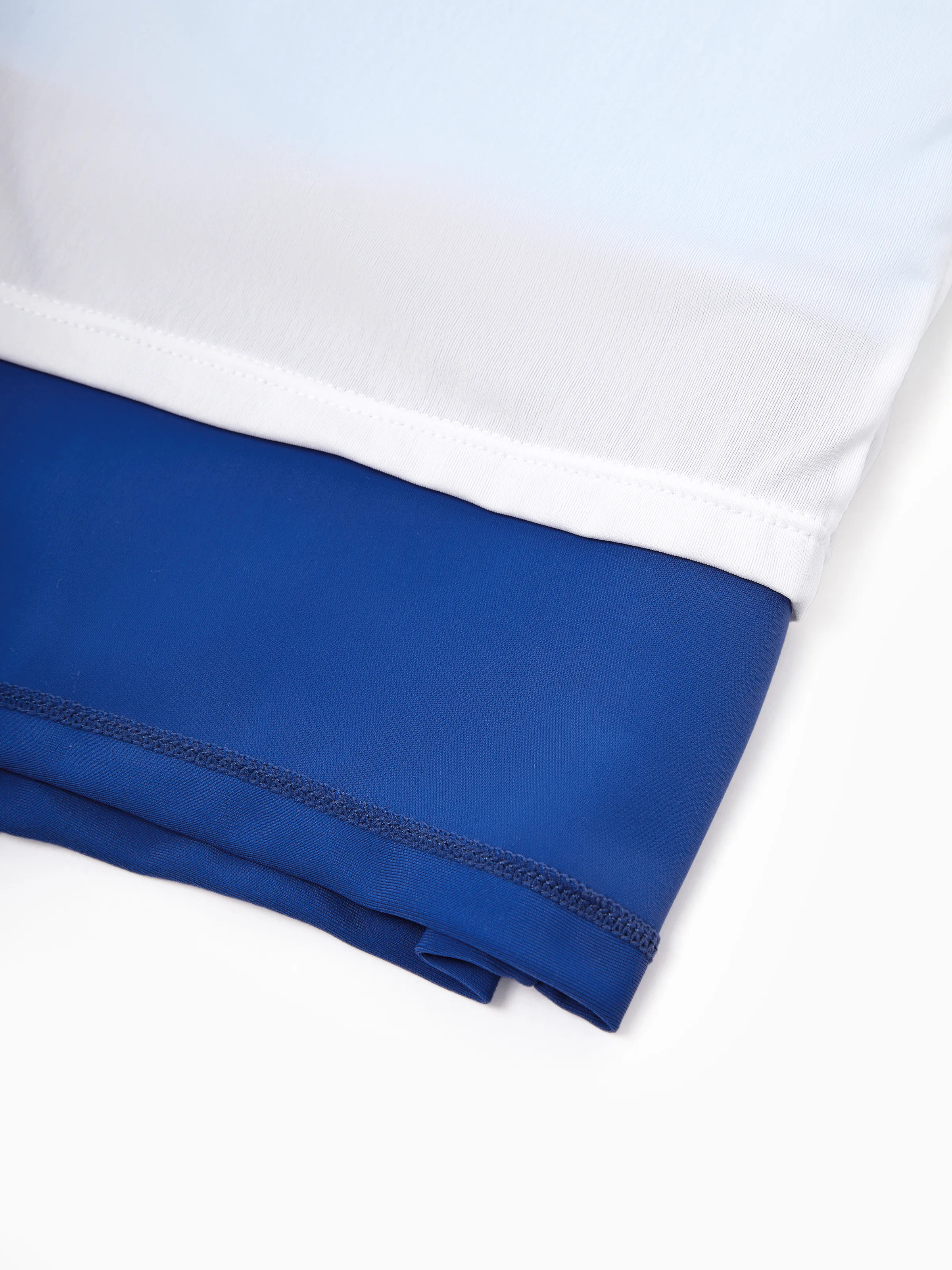 Family Matching Color Block Swimsuits One Shoulder Swim Dress / Swim Trunks Set Blue - Image 21