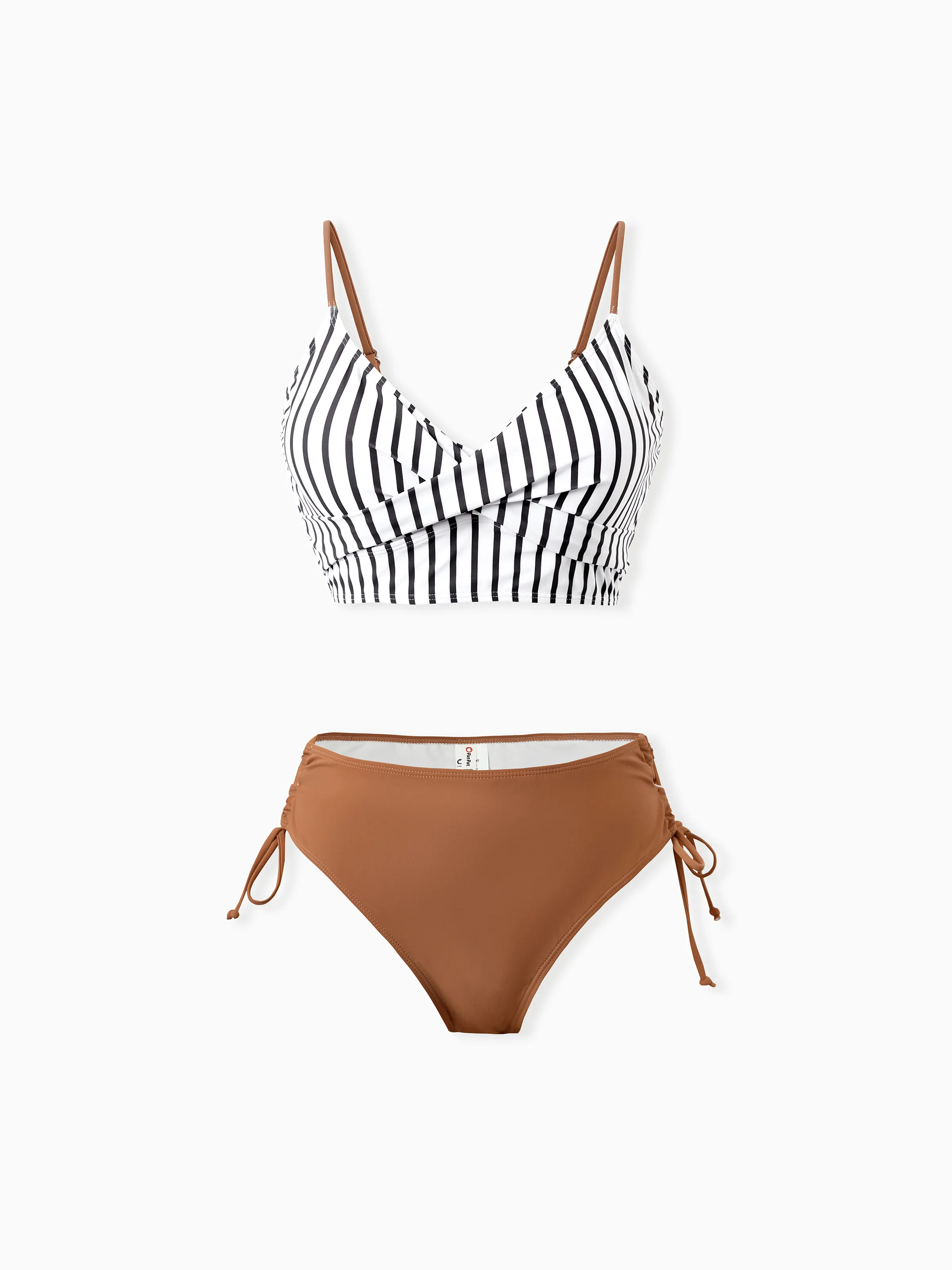 Family Matching Color Block Swimsuits Striped Bikini & Swim Trunks Set Color block - Image 2