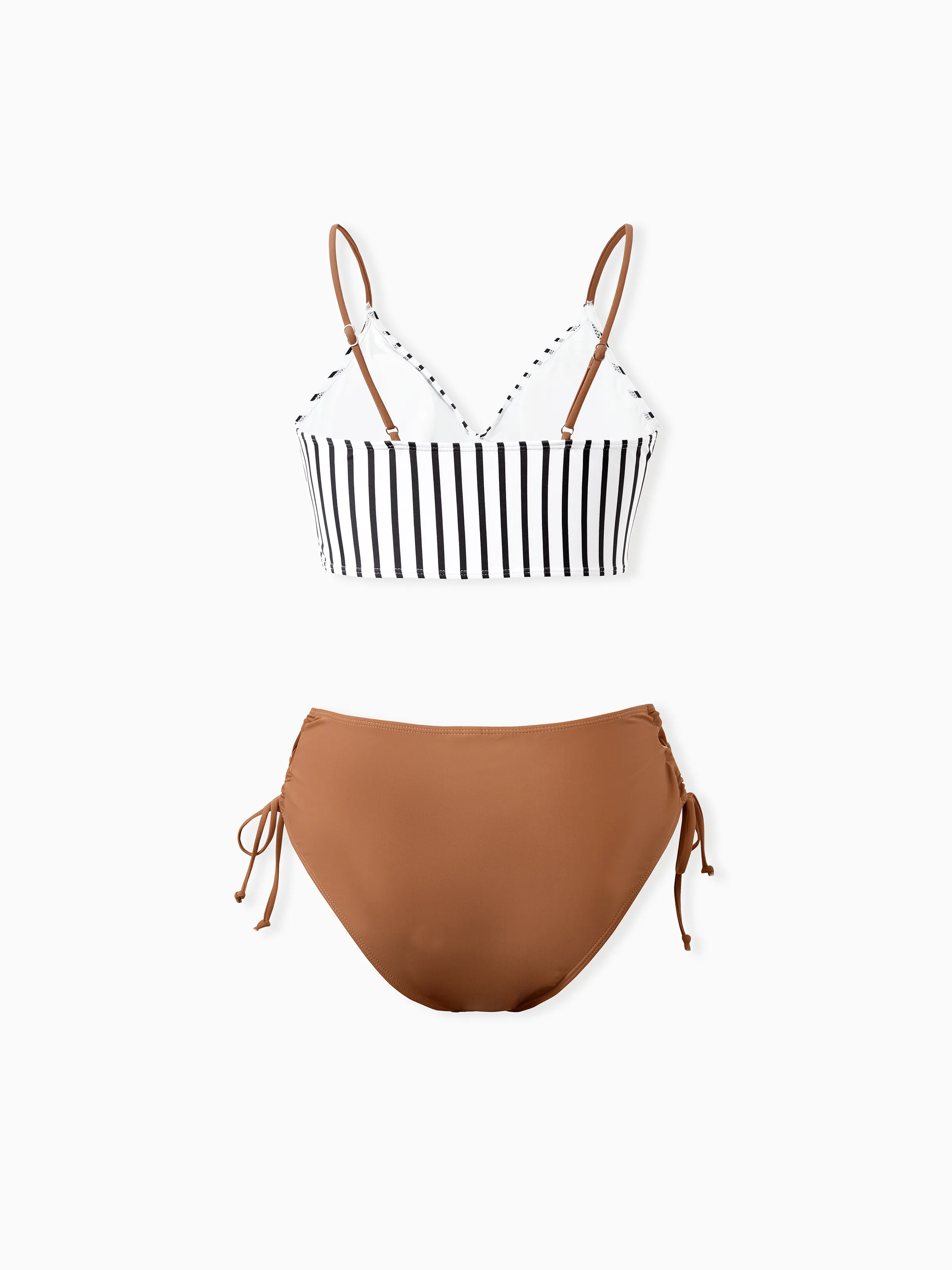 Family Matching Color Block Swimsuits Striped Bikini & Swim Trunks Set Color block - Image 3