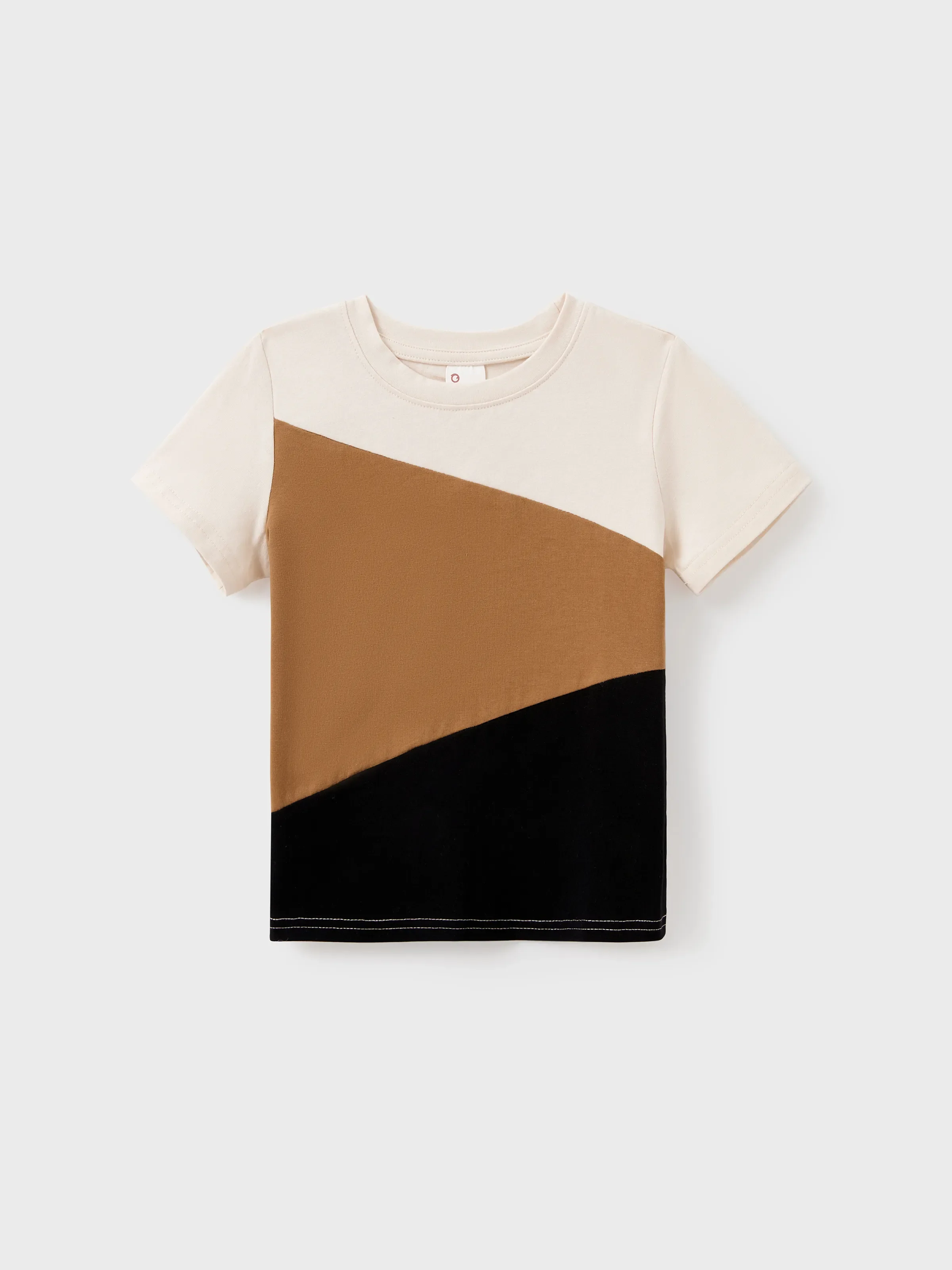 Family Matching Colorblock Cotton Tee or Flora Print Strap Body-con Dress or Mesh Splicing Dress Khaki - Image 17