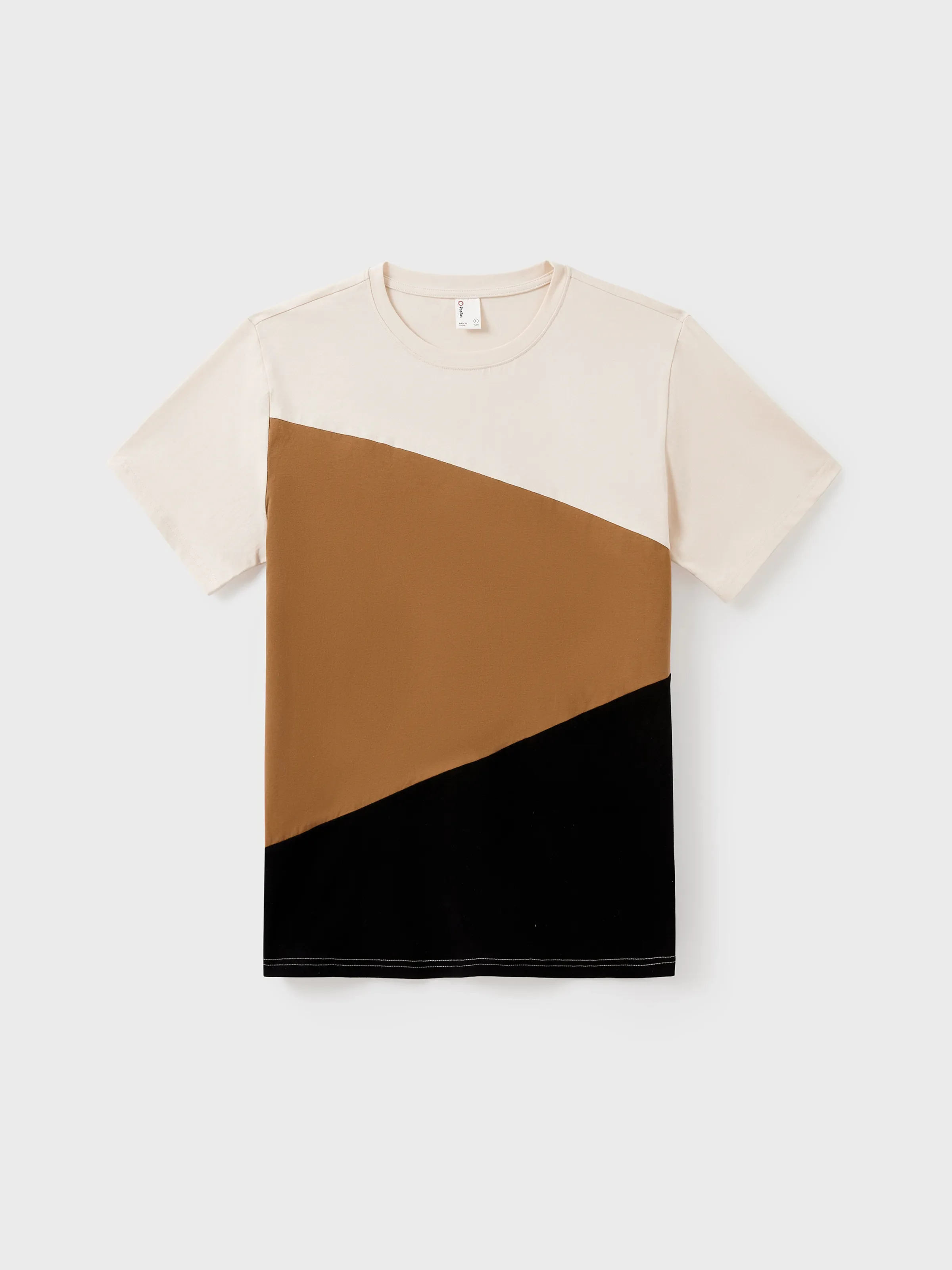 Family Matching Colorblock Cotton Tee or Flora Print Strap Body-con Dress or Mesh Splicing Dress Khaki - Image 22