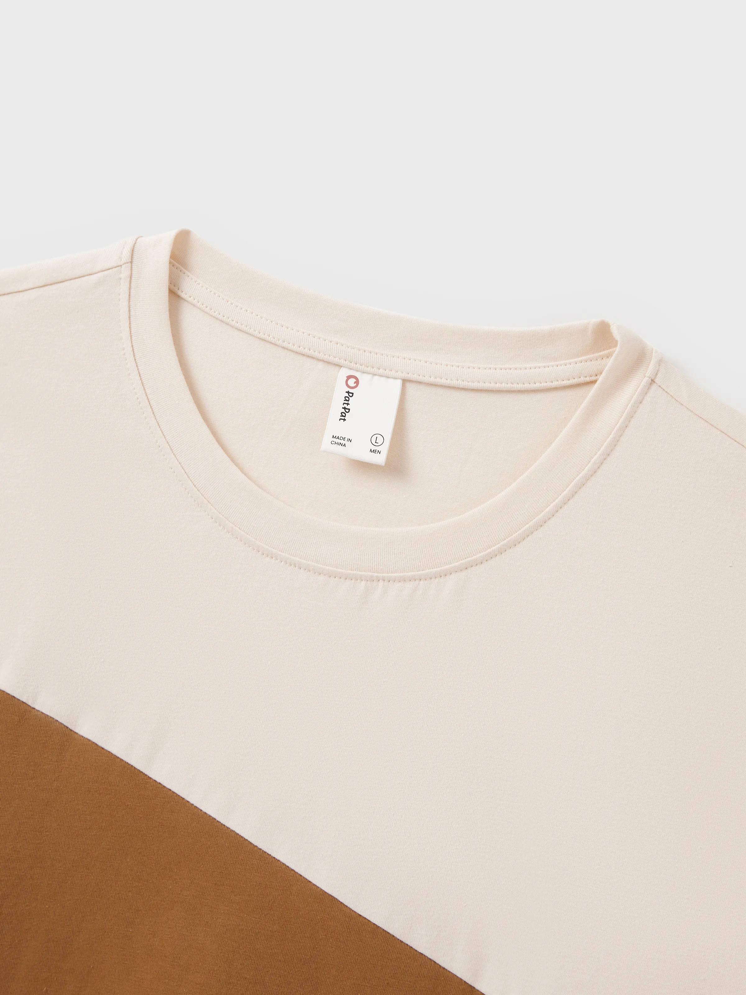 Family Matching Colorblock Cotton Tee or Flora Print Strap Body-con Dress or Mesh Splicing Dress Khaki - Image 24
