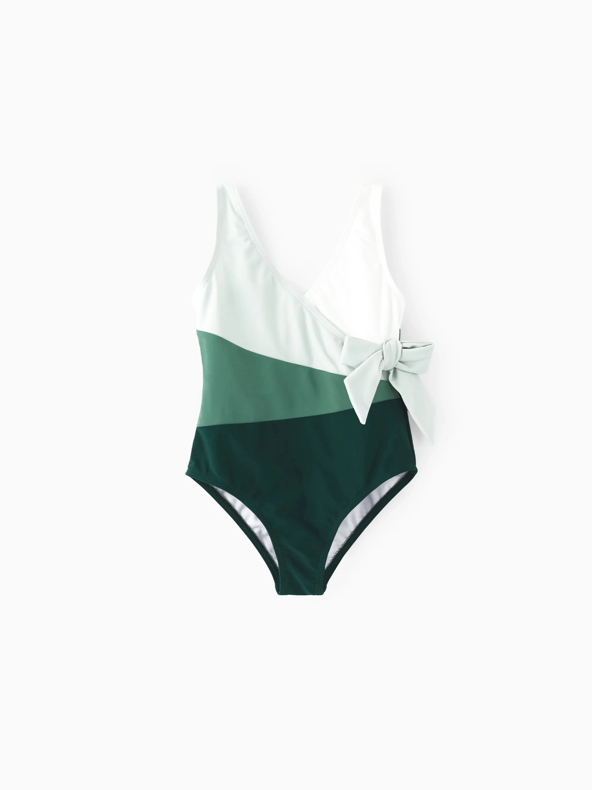 Family Matching Colorblock Swim Trunks or Wrap Side V-Neck Swimsuit MultiColour - Image 5
