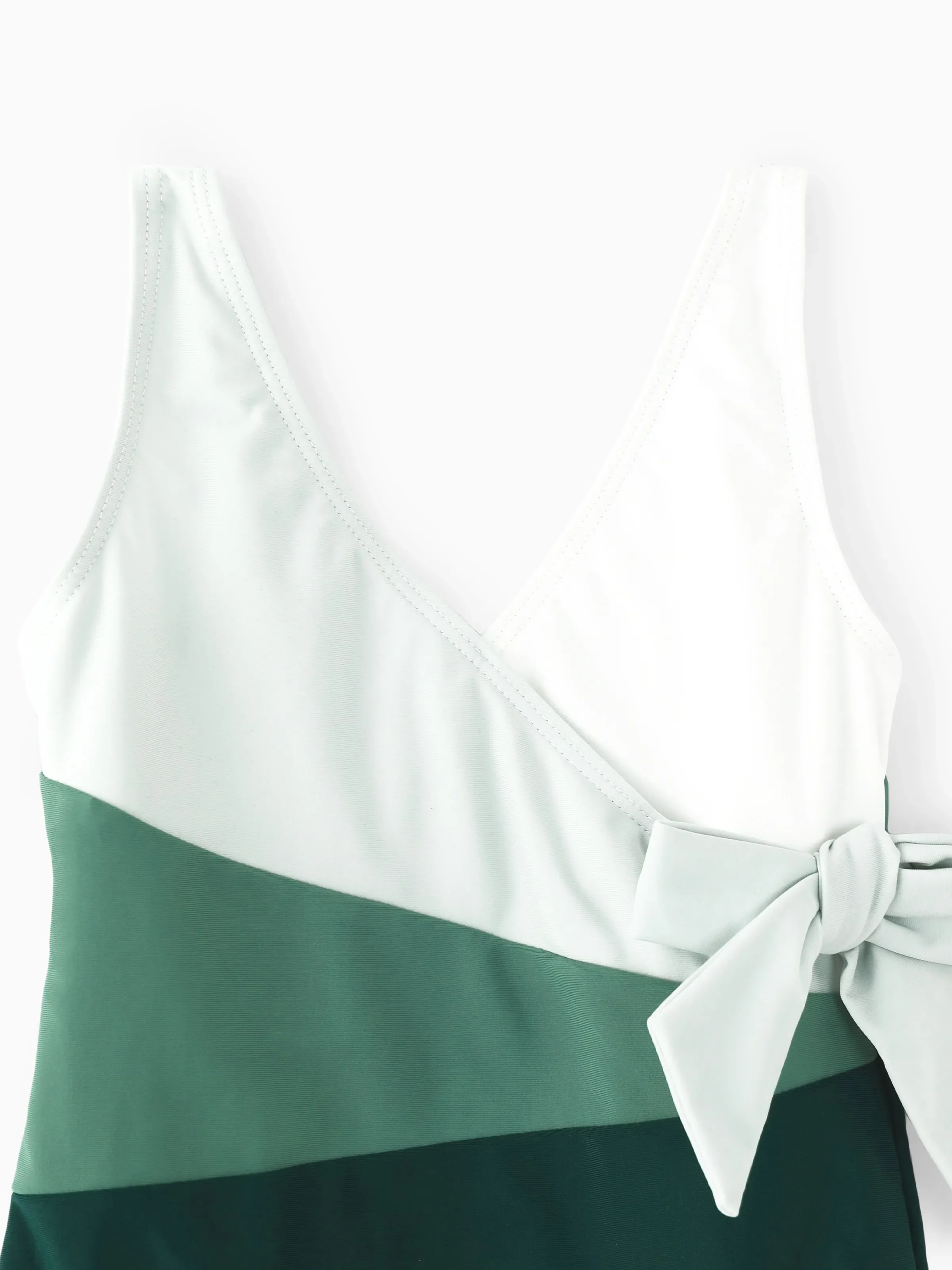 Family Matching Colorblock Swim Trunks or Wrap Side V-Neck Swimsuit MultiColour - Image 7