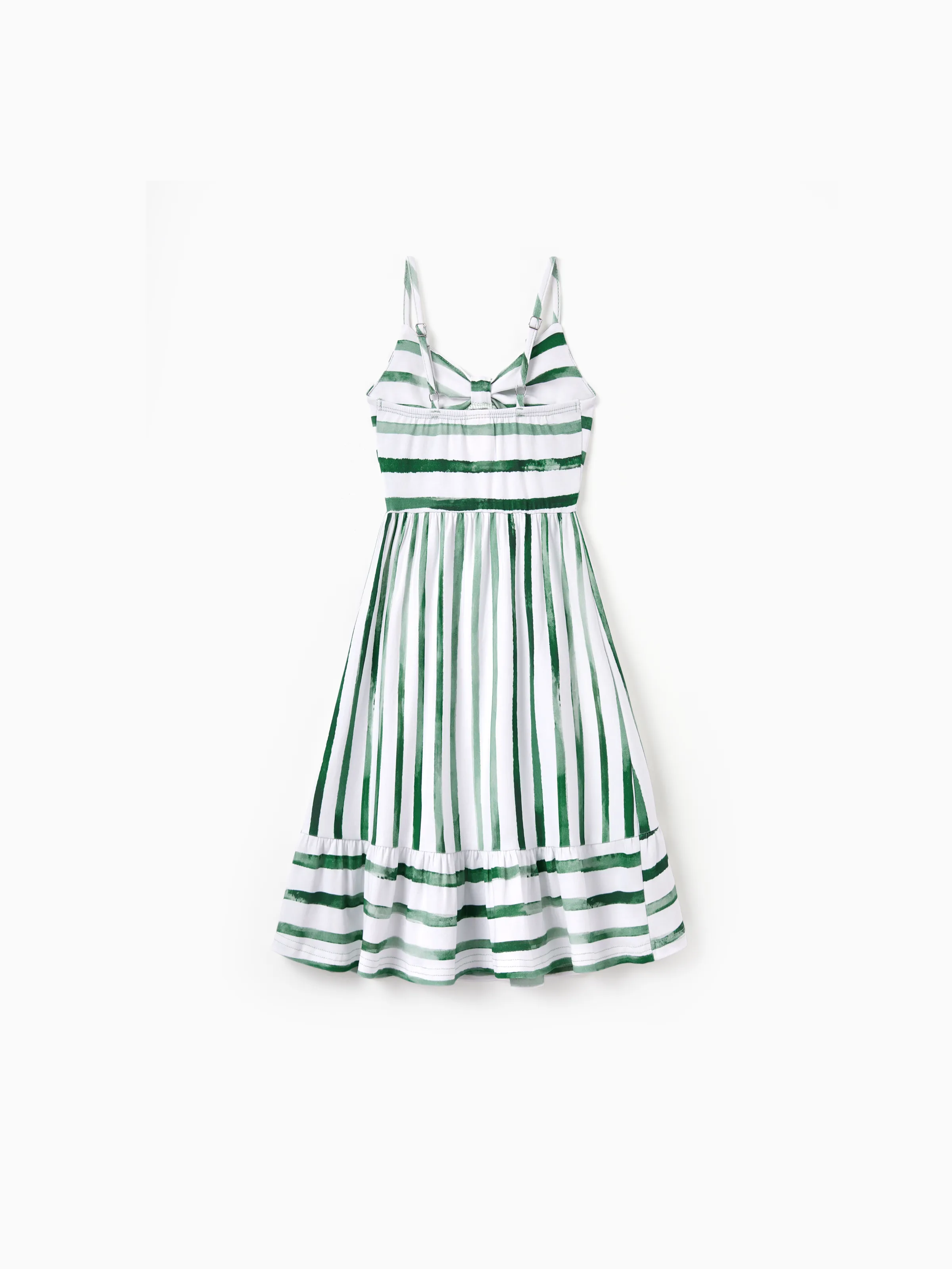 Family Matching Cotton Outfits Set Green Striped T-Shirt and Dress Set for Dad, Mom, Kids & Baby, Perfect for Summer Family Outings & Photos Green - Image 13