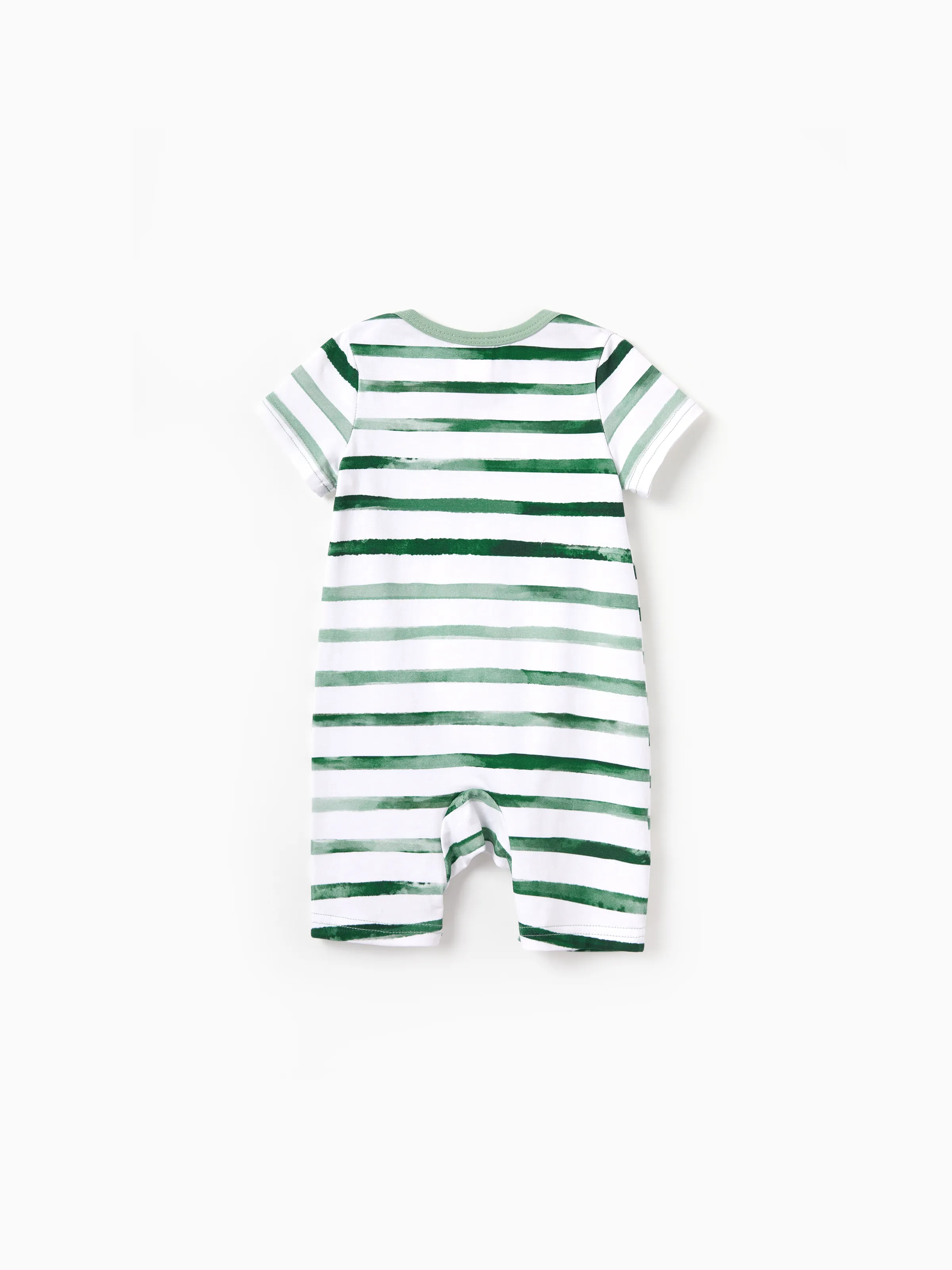 Family Matching Cotton Outfits Set Green Striped T-Shirt and Dress Set for Dad, Mom, Kids & Baby, Perfect for Summer Family Outings & Photos Green - Image 18
